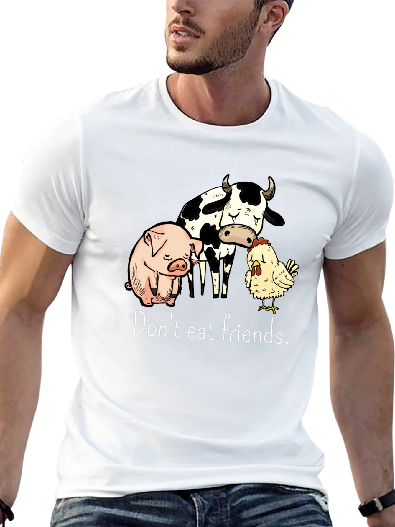Vegan T-Shirt: Dont Eat Friends - Black