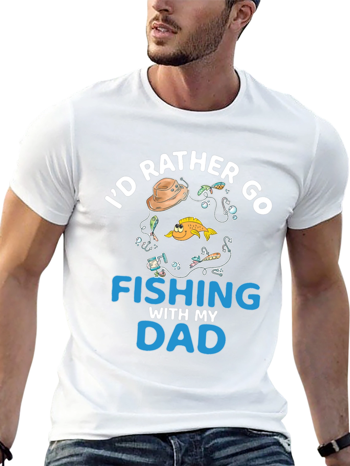 Fishing Dad T-Shirt - Id Rather Go