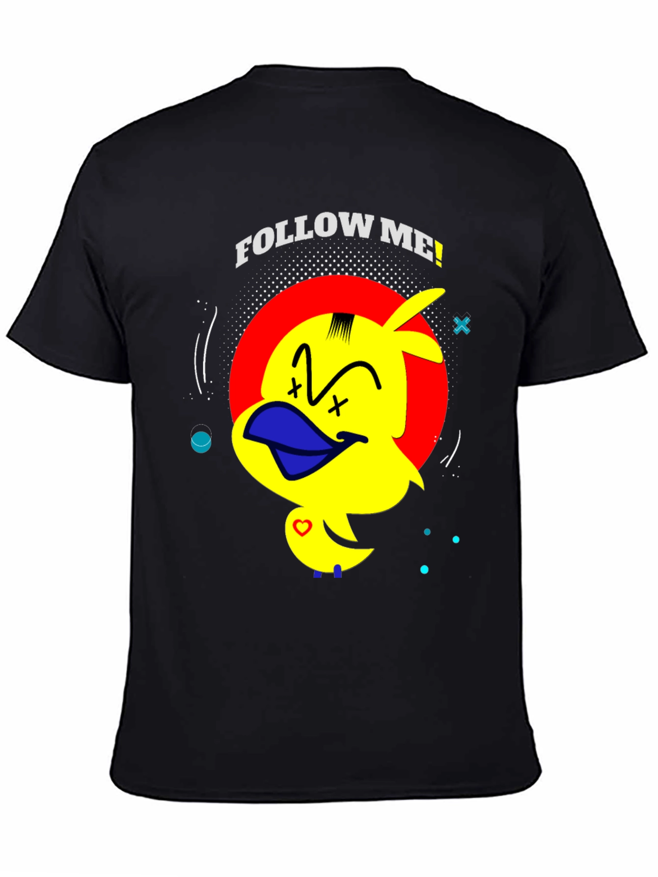 Funny Duck Graphic Print Black T-Shirt