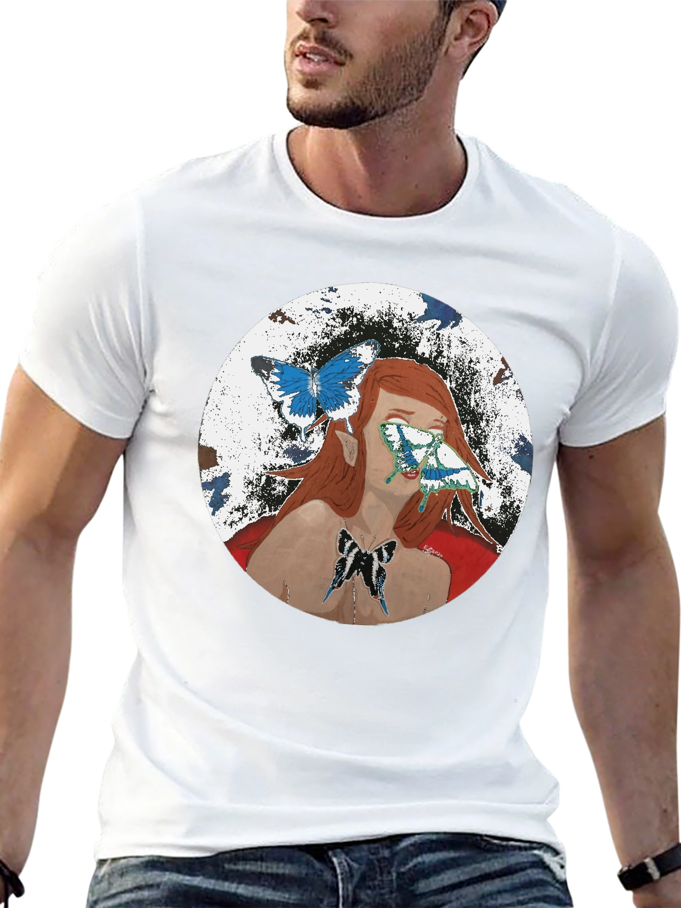 Butterfly Woman Graphic T-Shirt - Black