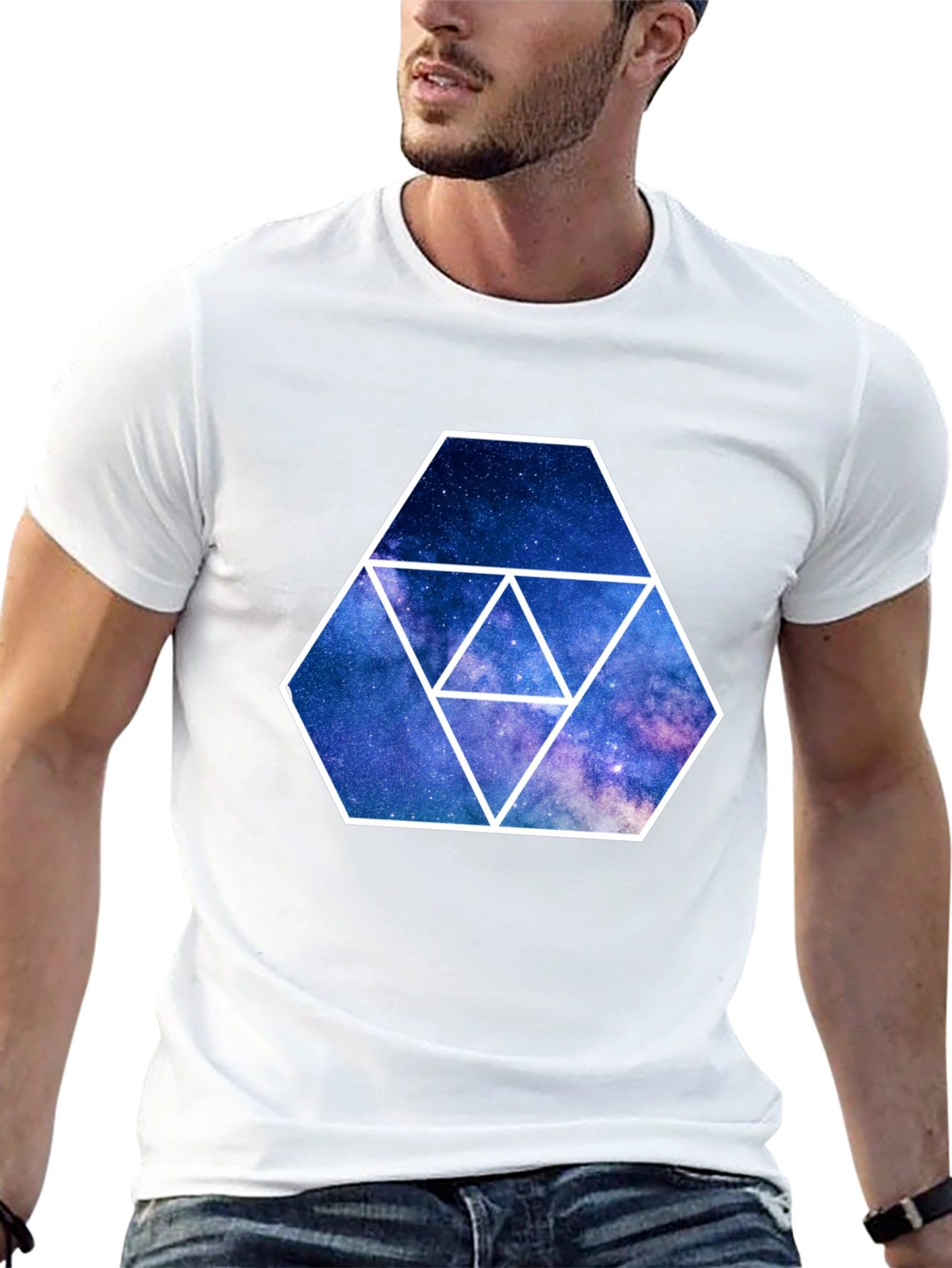Galaxy Hexagon Graphic Tee - Black