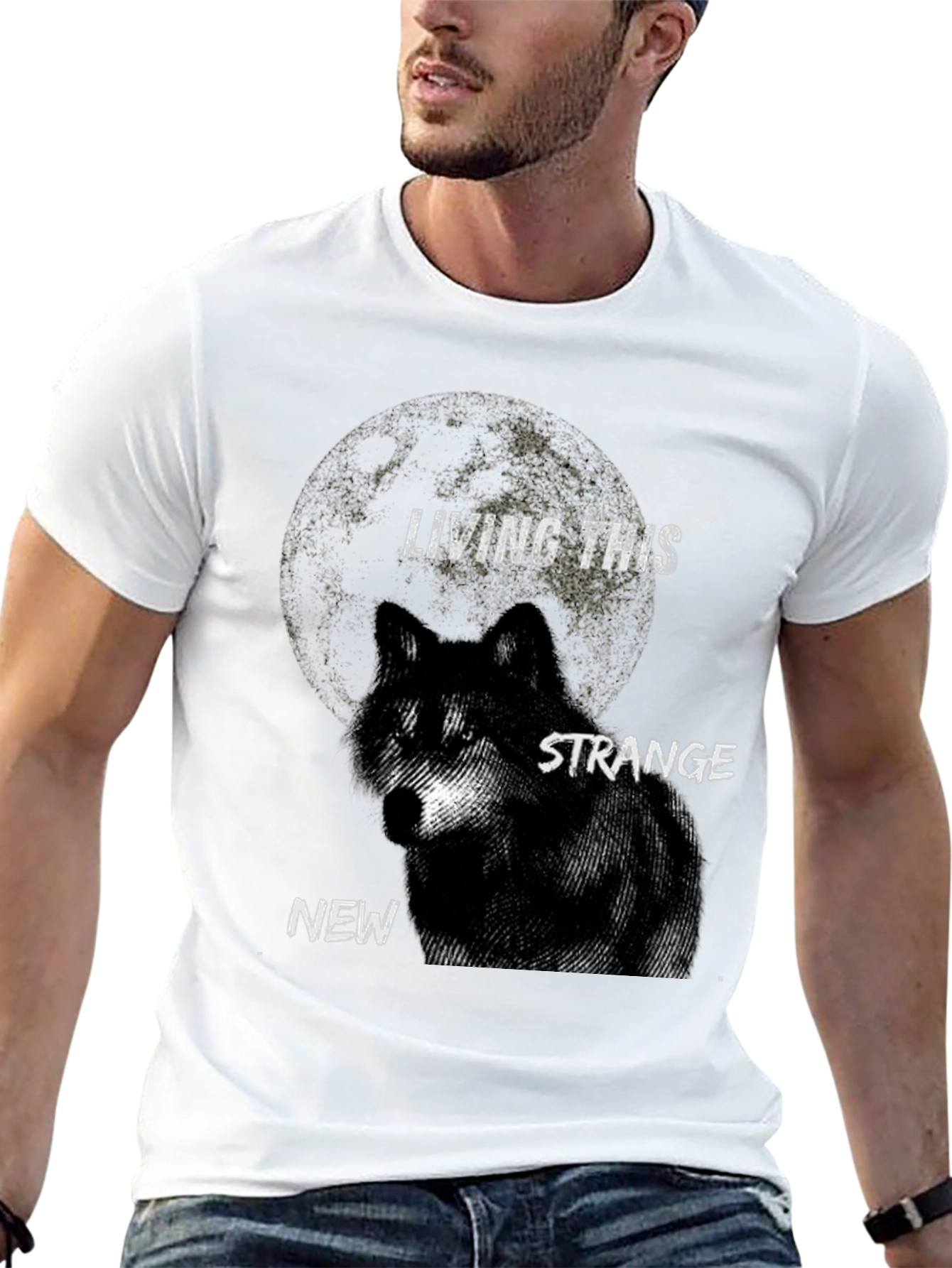 Living This Strange New Wolf Moon Graphic T-Shirt