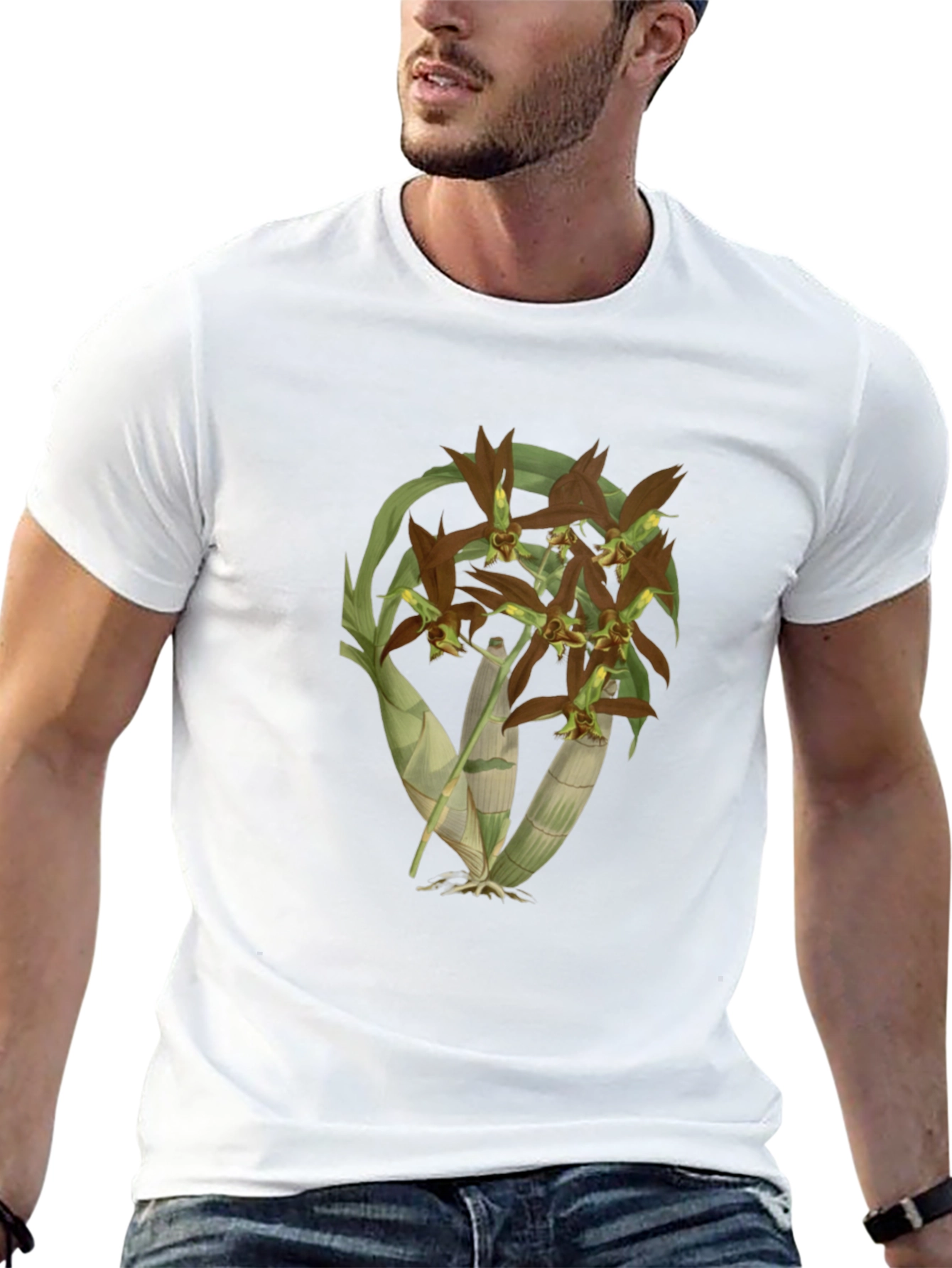 Orchid Flower Black T-Shirt