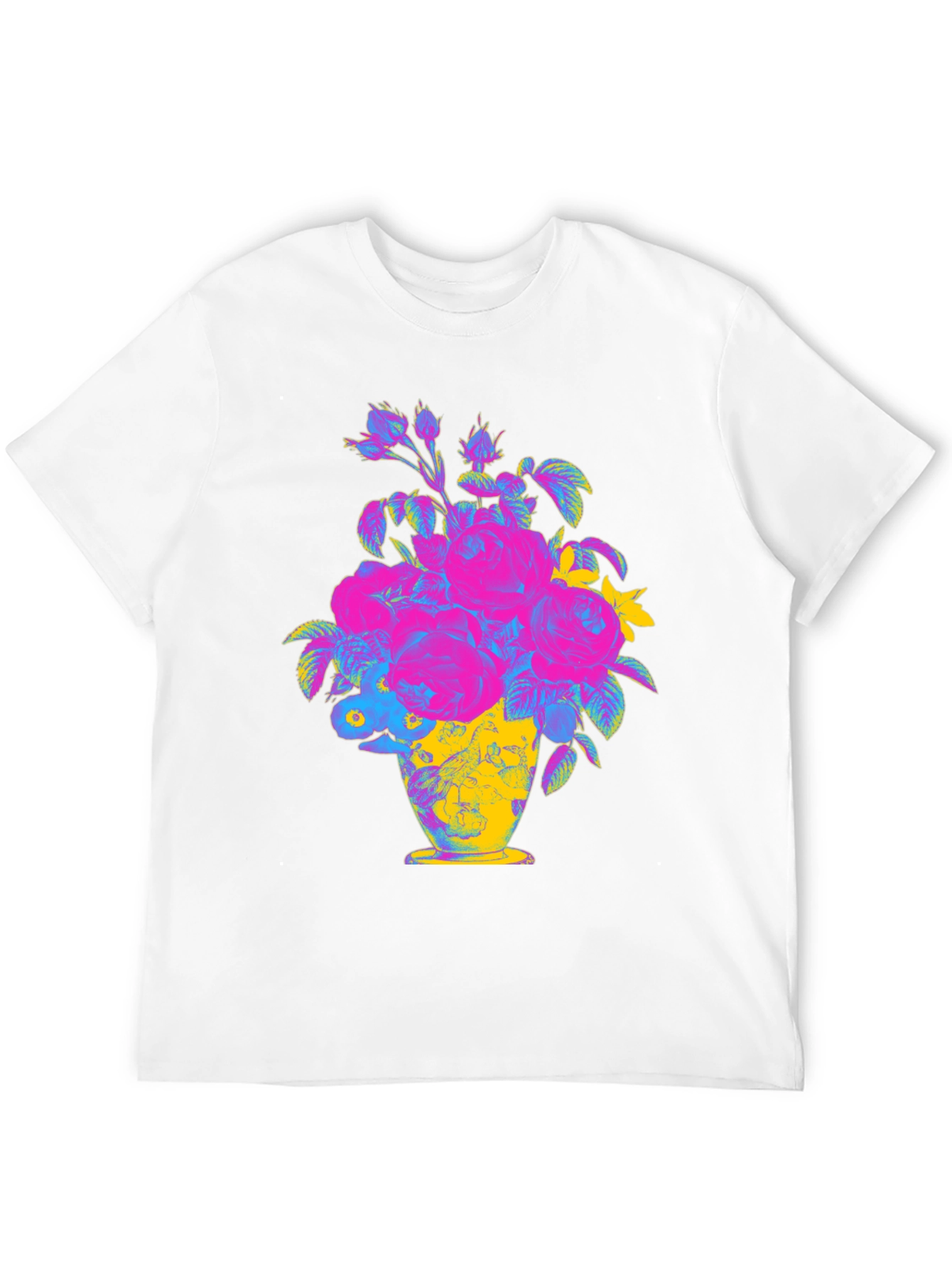 Floral Vase Graphic Tee - Vibrant Print