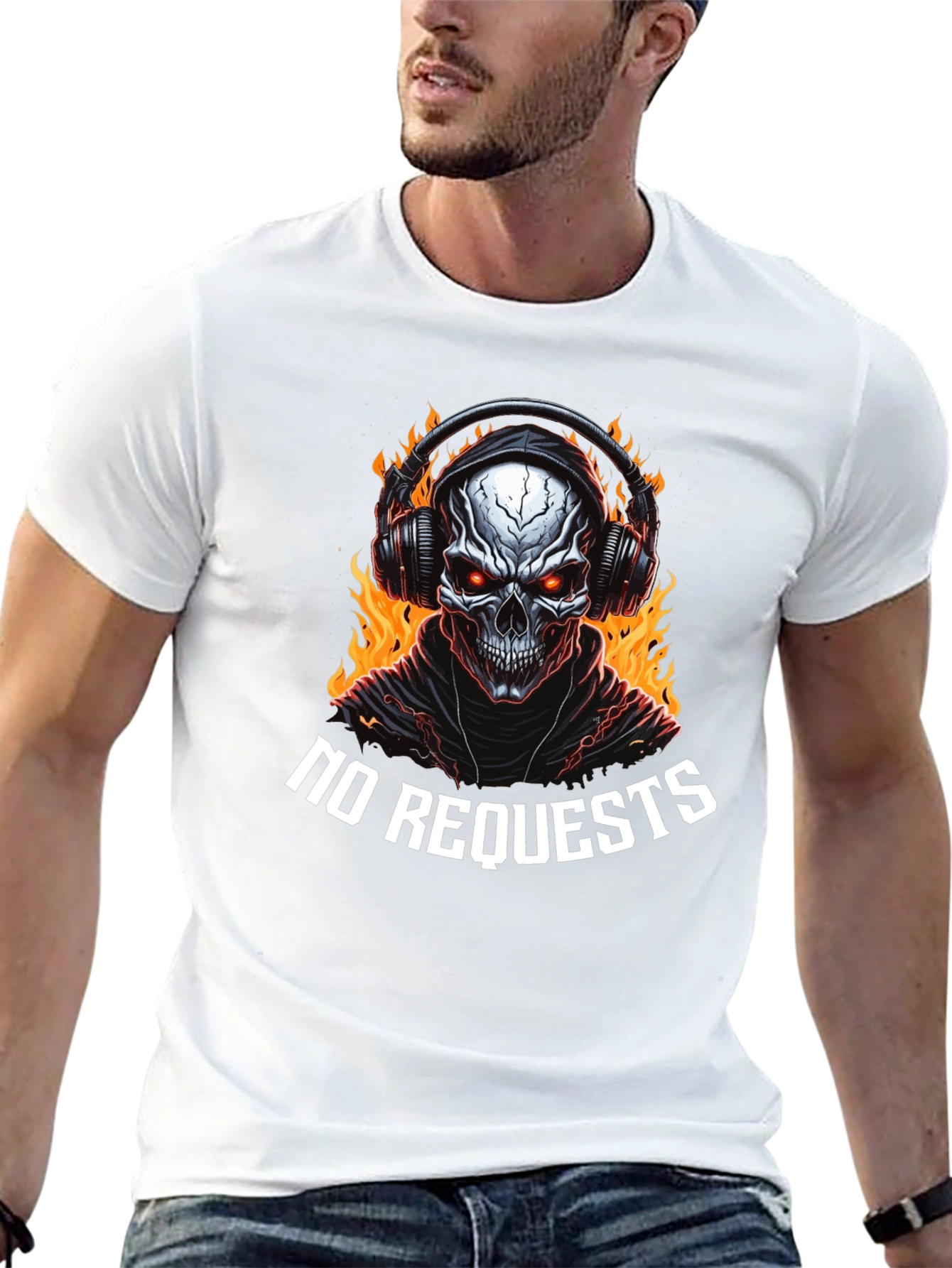 Fiery Skull Graphic Tee - No Requests