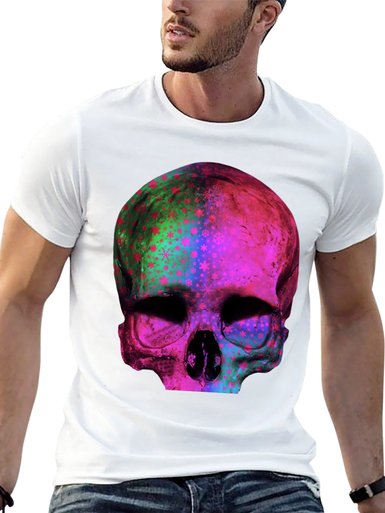 Psychedelic Skull Graphic Print Tee