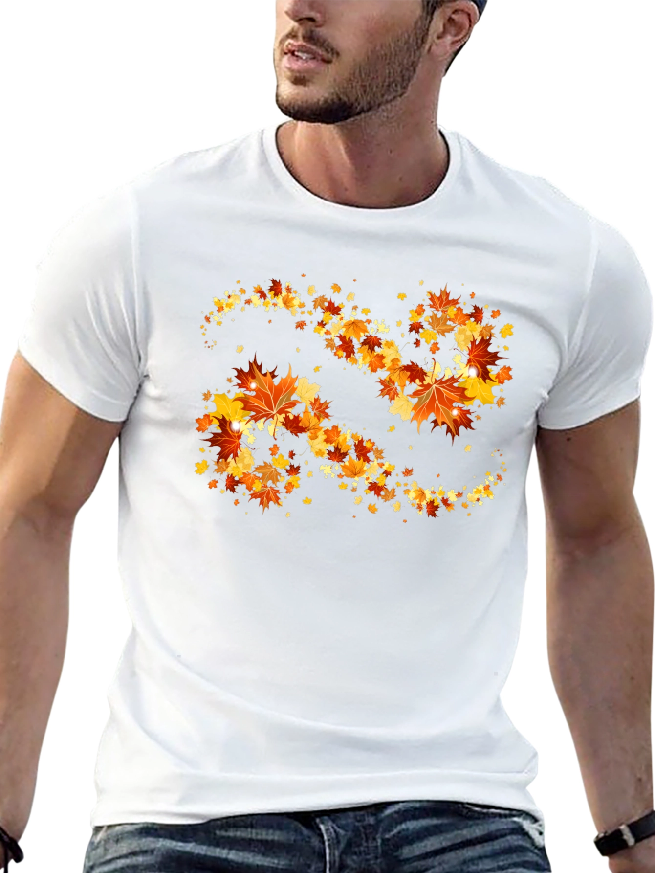 Autumn Leaves Swirl Graphic T-Shirt