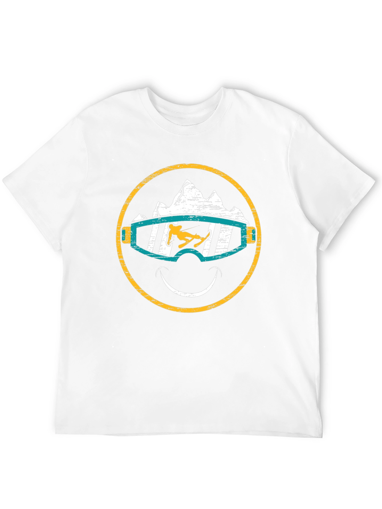 Skiing Smiley Face T-Shirt - Black Graphic Tee