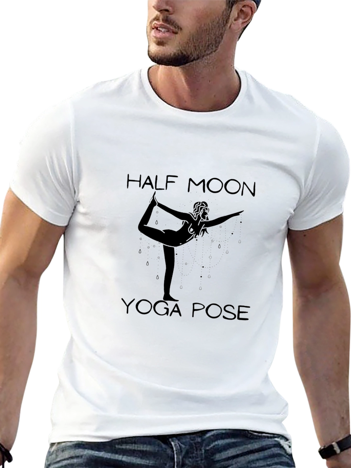 Half Moon Yoga Pose Black Graphic Tee