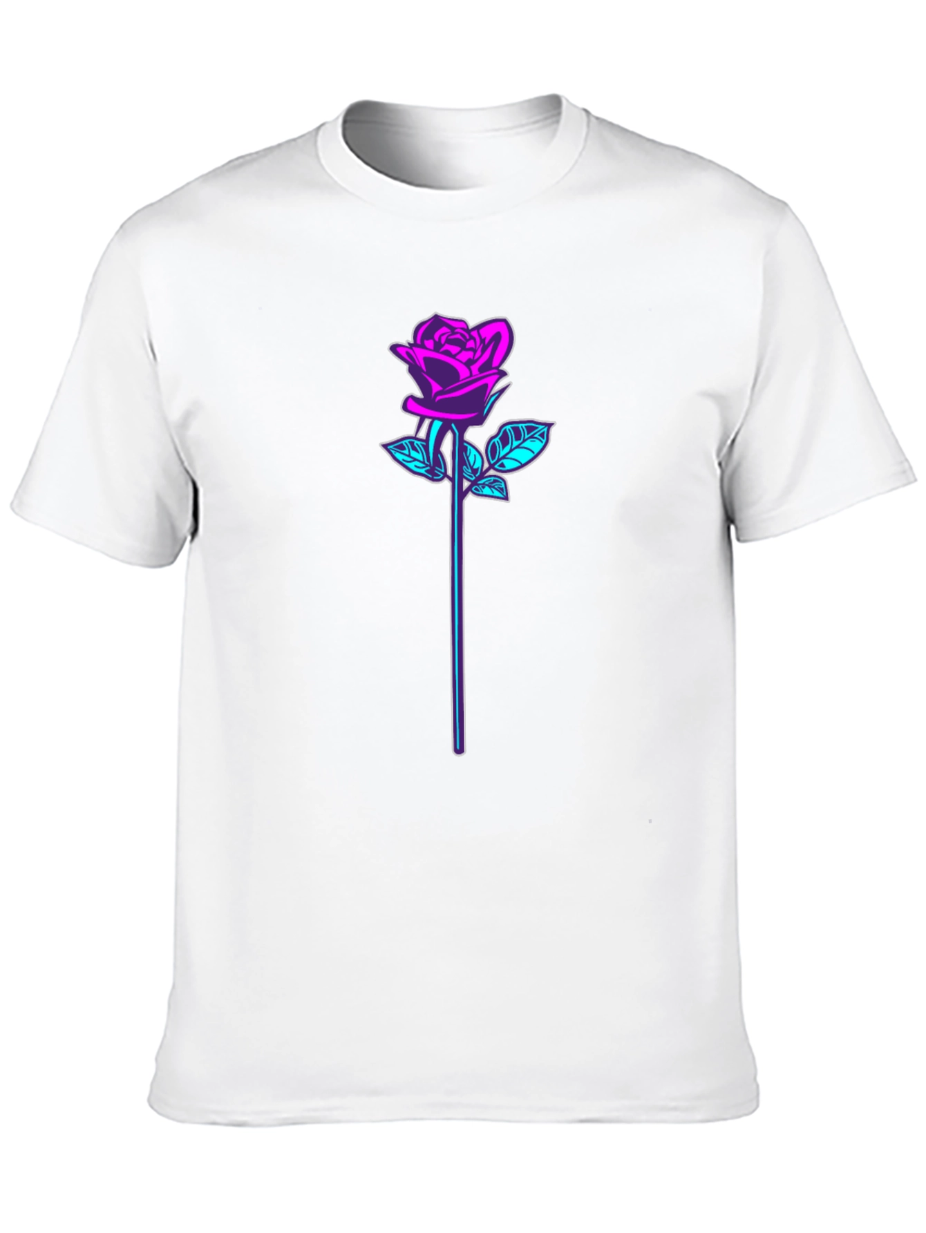 Neon Rose Graphic Black T-Shirt
