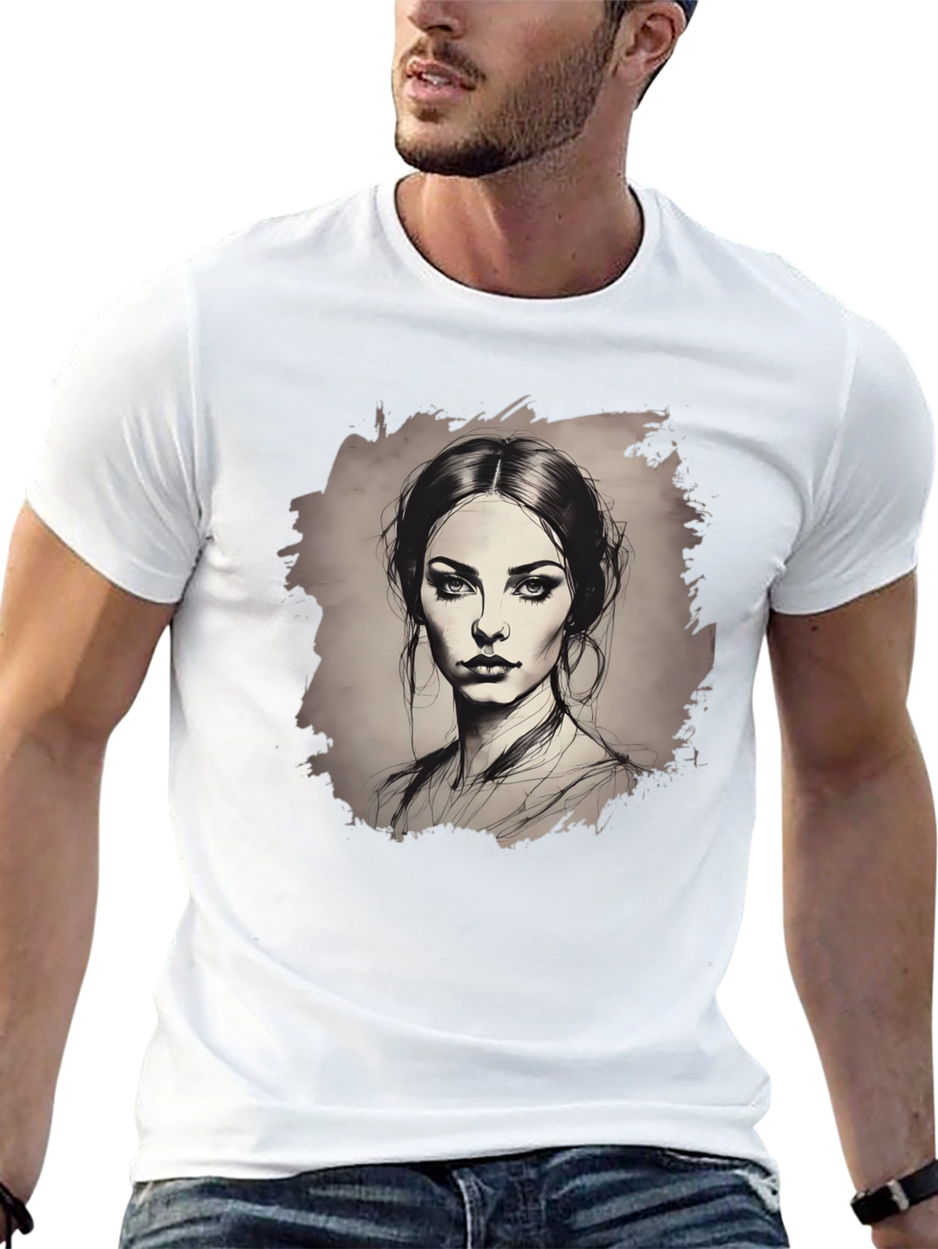 Woman Portrait Graphic Tee - Black