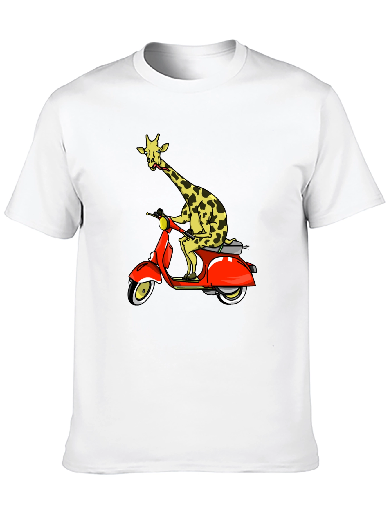 Giraffe on Scooter Graphic T-Shirt