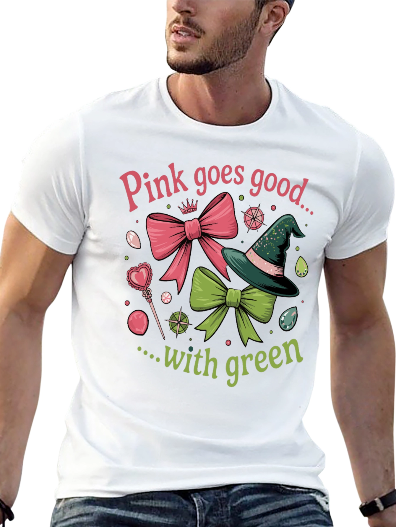 Pink & Green Graphic T-Shirt