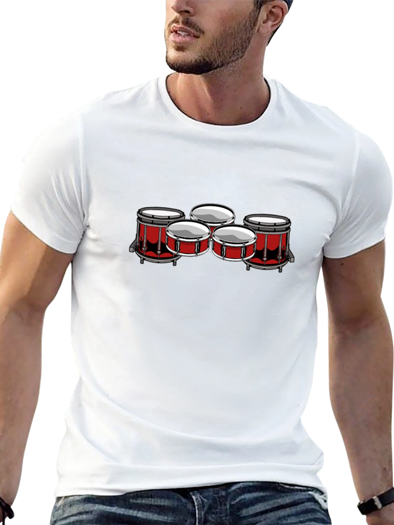 Drum Set Graphic Tee - Black Cotton Blend