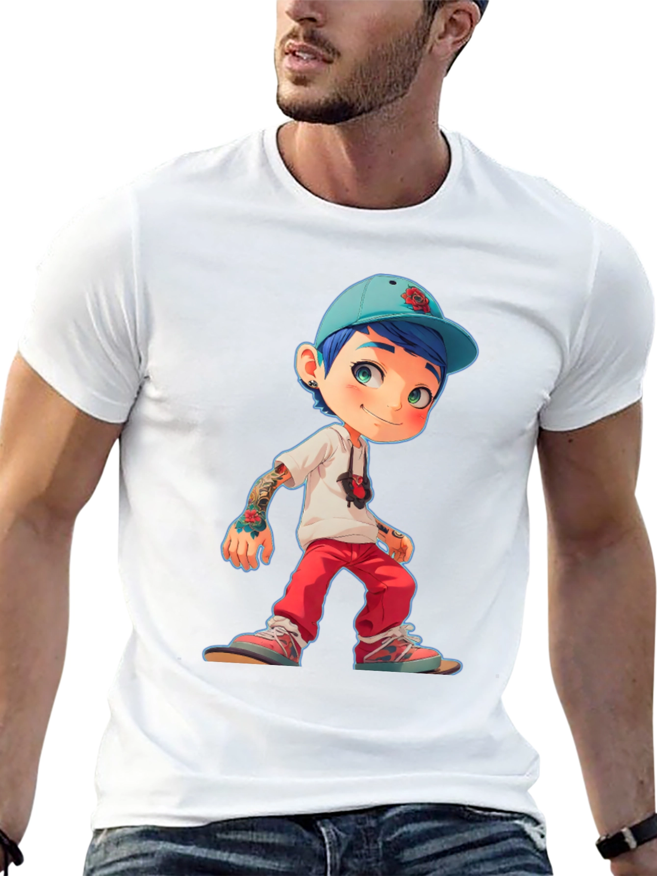 Cartoon Style Boy Graphic T-Shirt