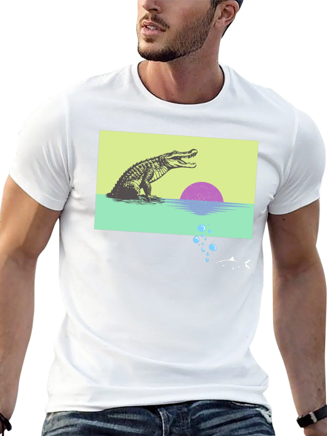 Retro Gator Sunset Graphic Tee
