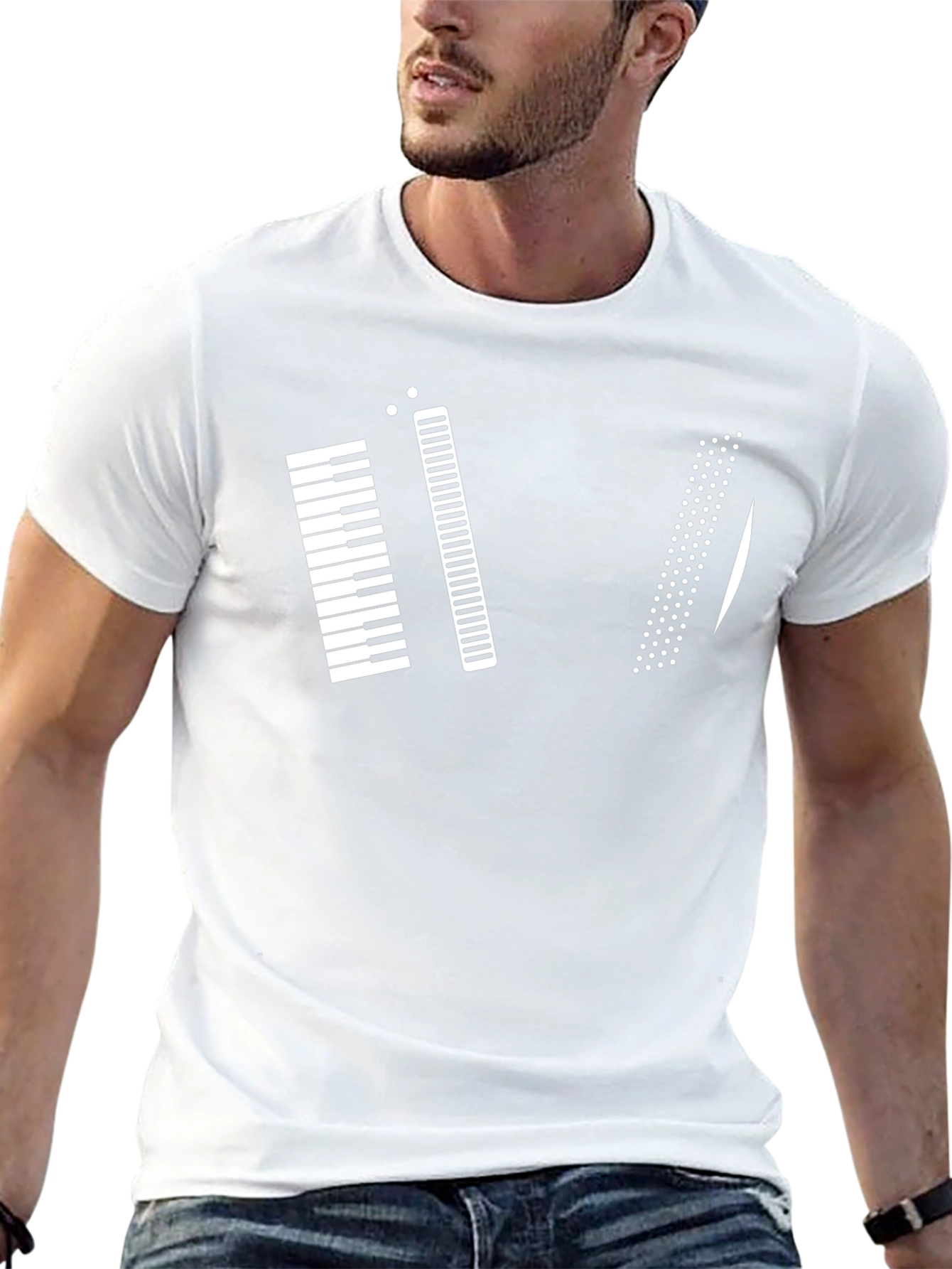 Musical Keys Graphic Tee - Black Cotton T-Shirt