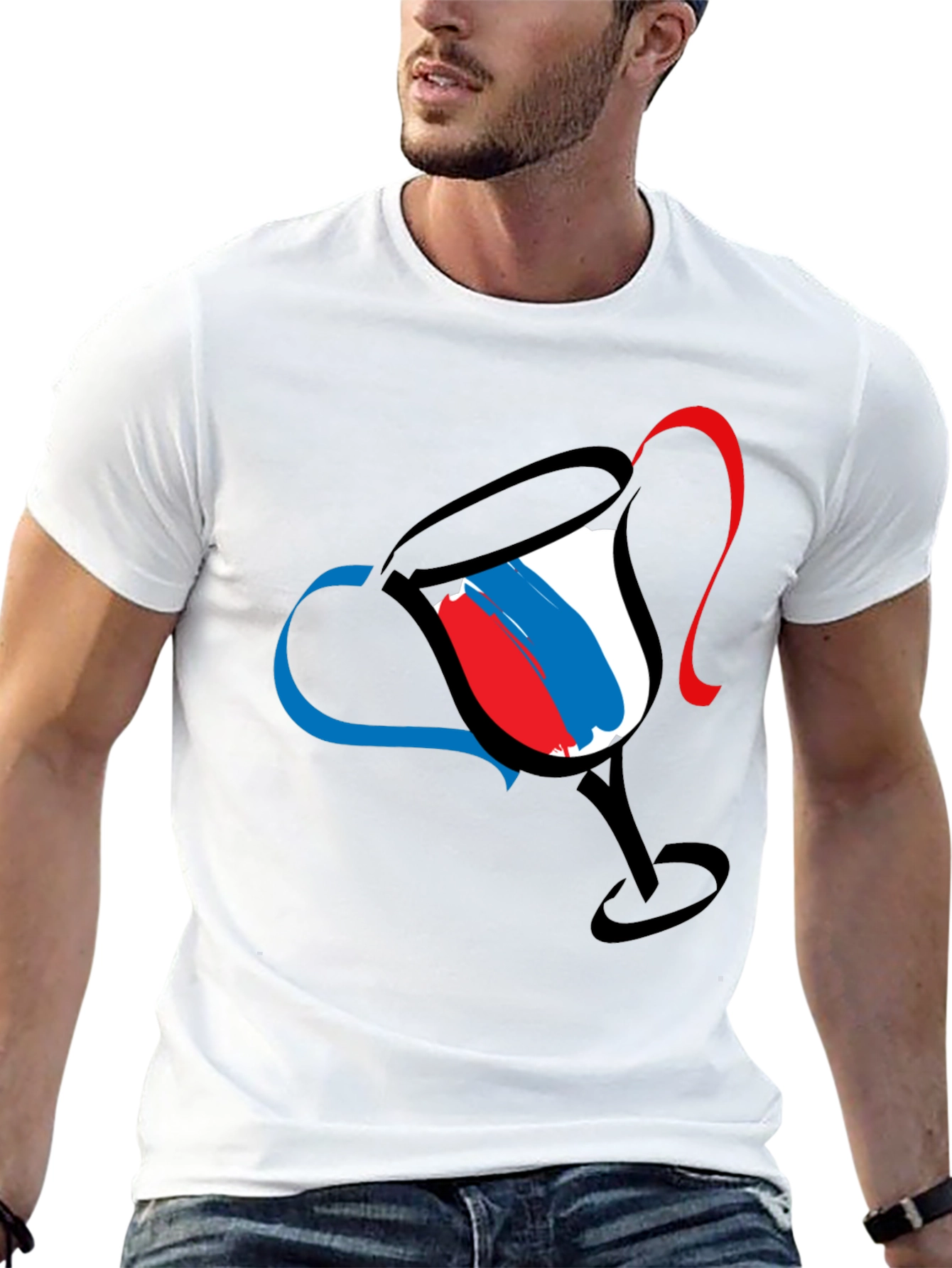 Abstract Wine Glass Graphic Tee - Mens Black T-Shirt
