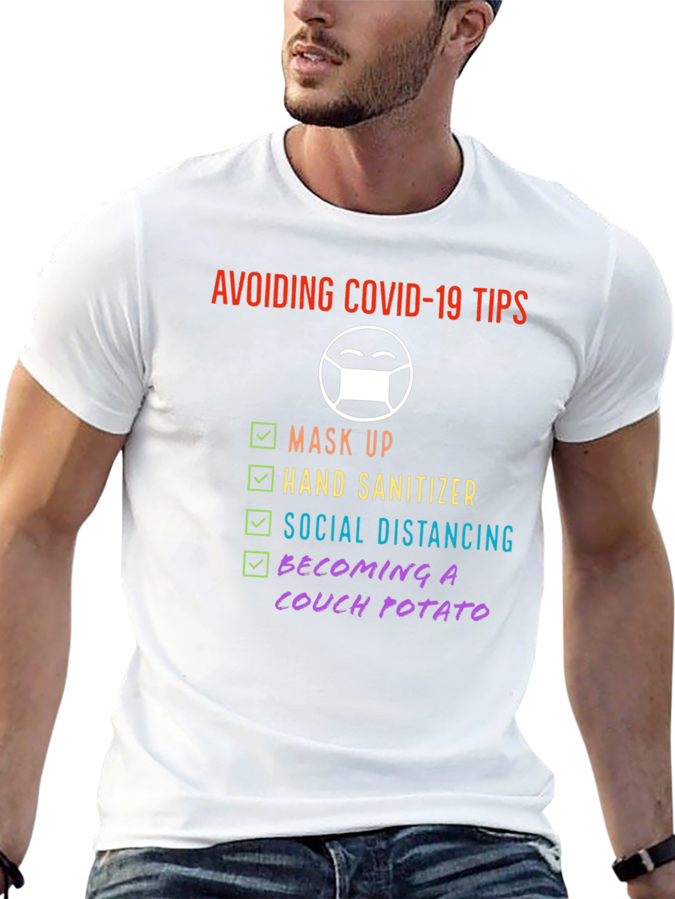Avoiding Covid-19 Tips Novelty Graphic T-Shirt