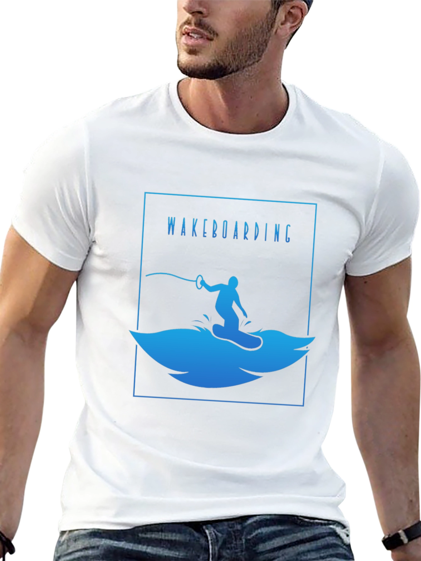 Wakeboarding T-Shirt - Black Cotton Graphic Tee