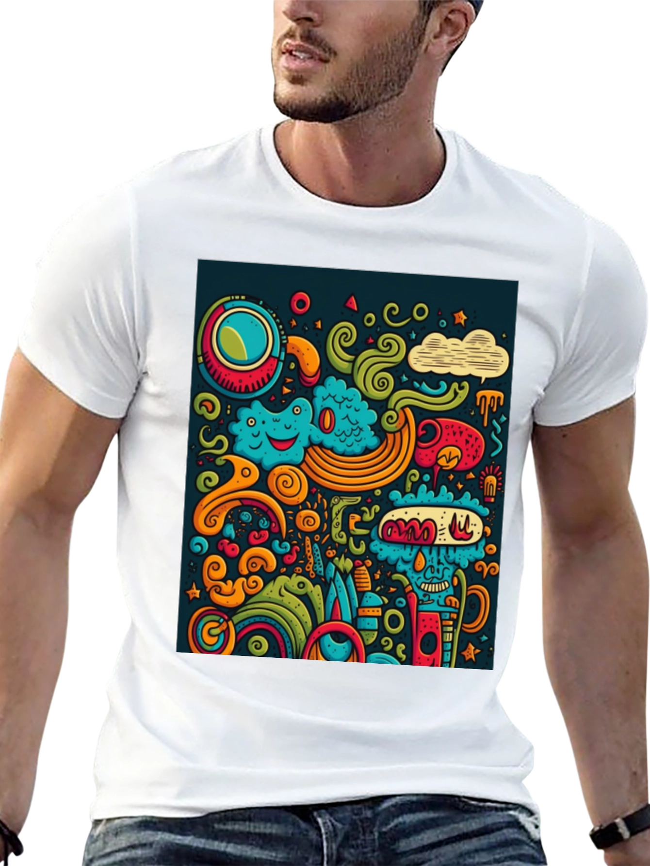 Funky Doodle Art Black T-Shirt