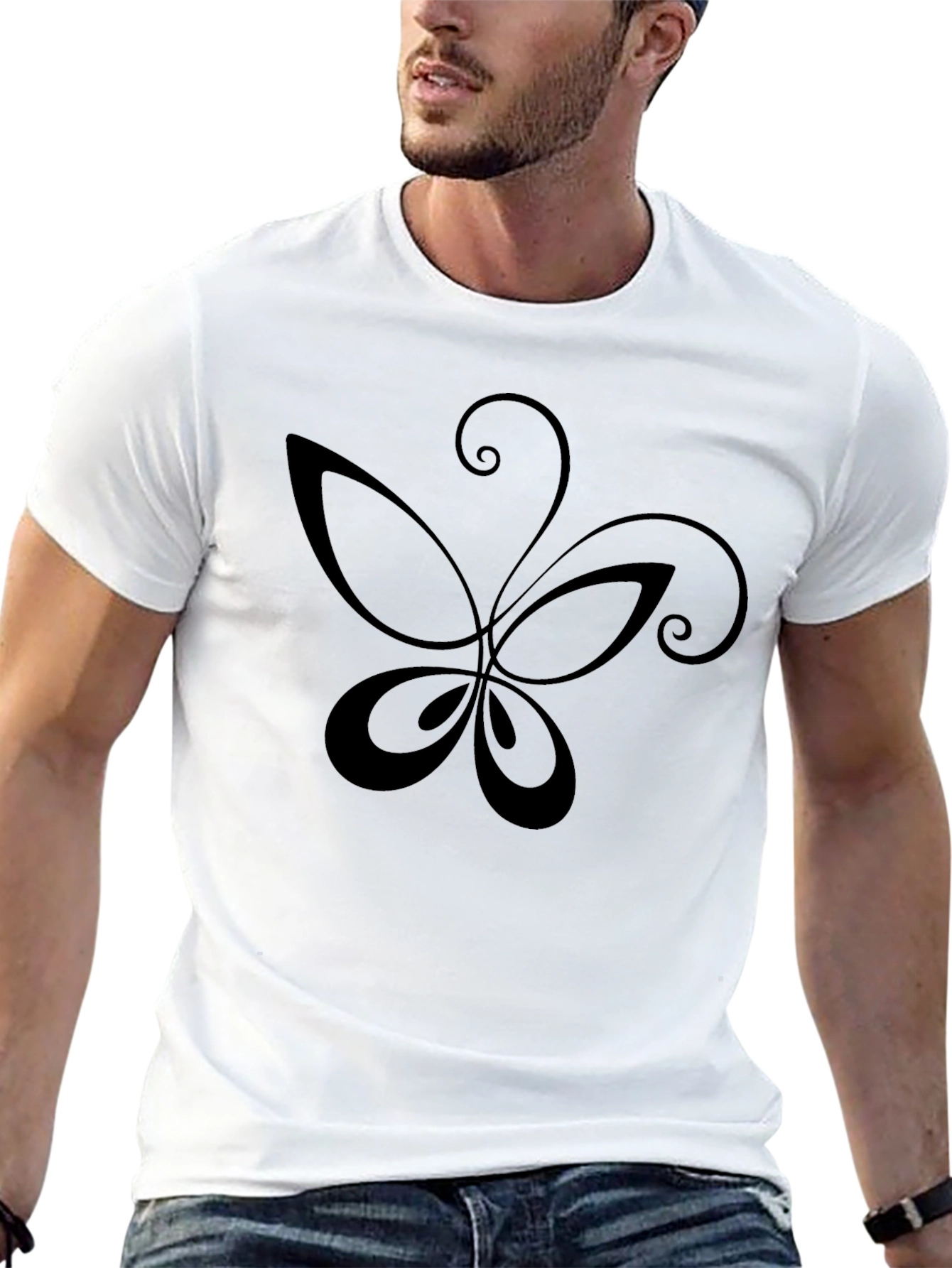 Stylish Black Butterfly Graphic T-Shirt