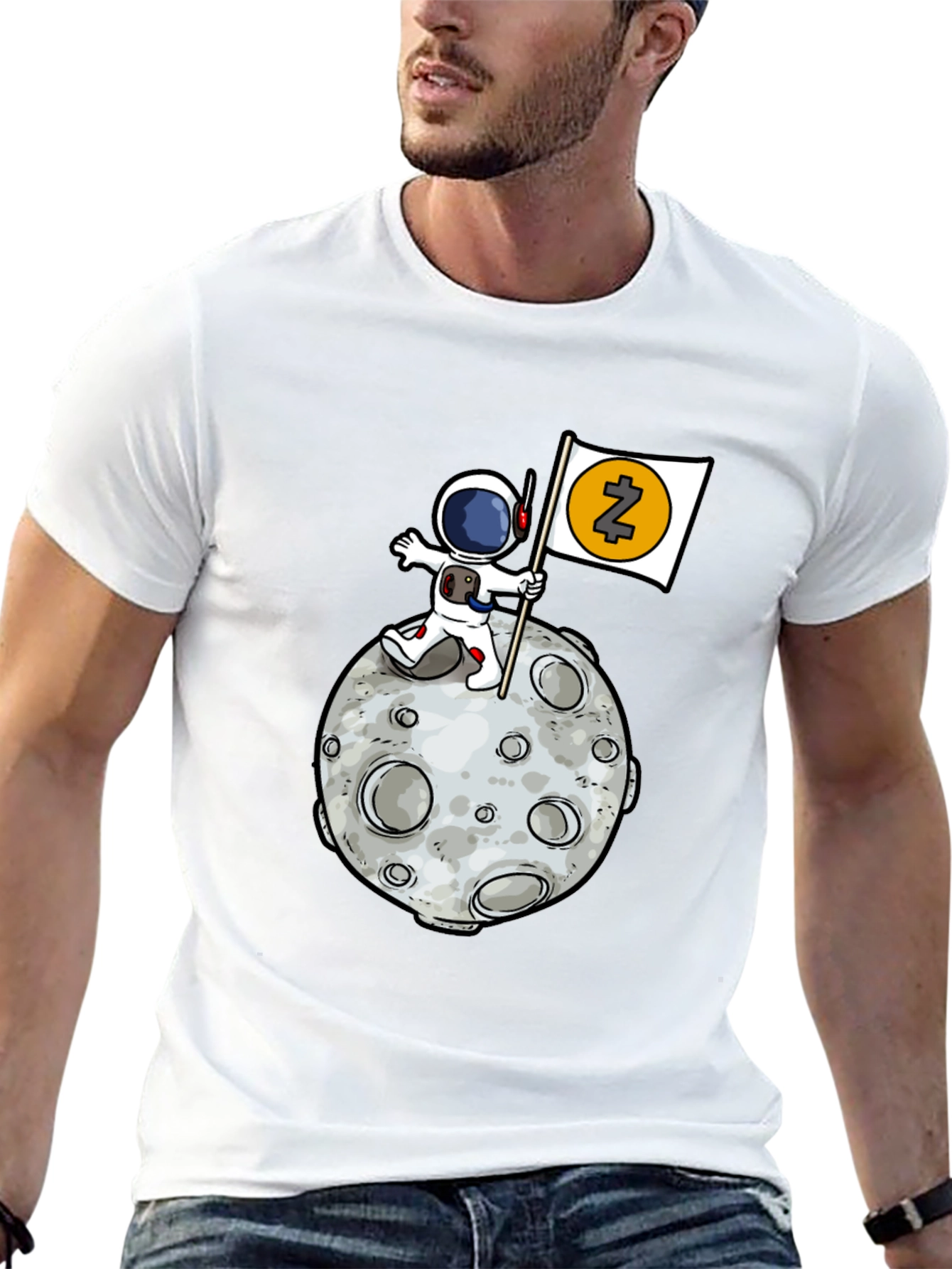 Astronaut Zcash Moon Landing Black T-Shirt