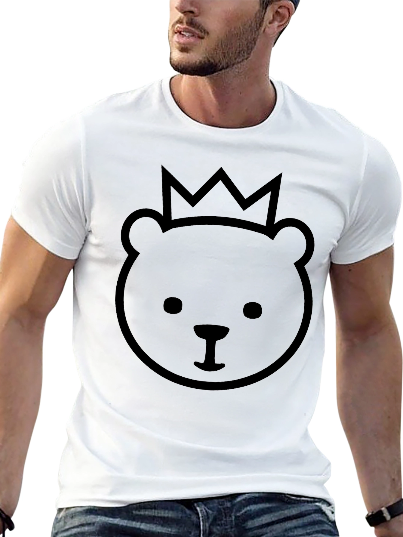 King Bear Black T-Shirt - Cute Crown Design