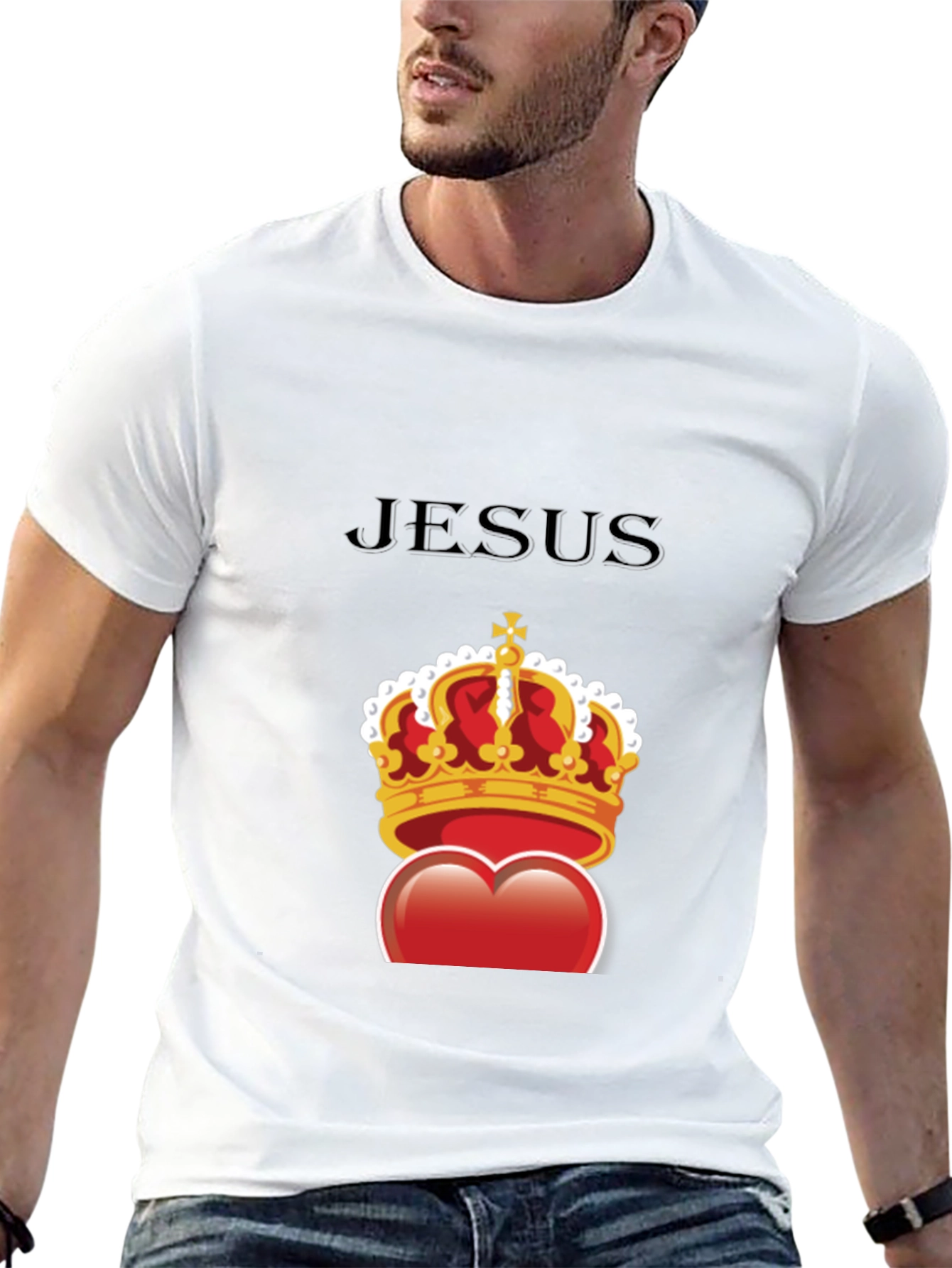 Jesus Heart Crown Graphic Tee - Stylish Christian T-Shirt