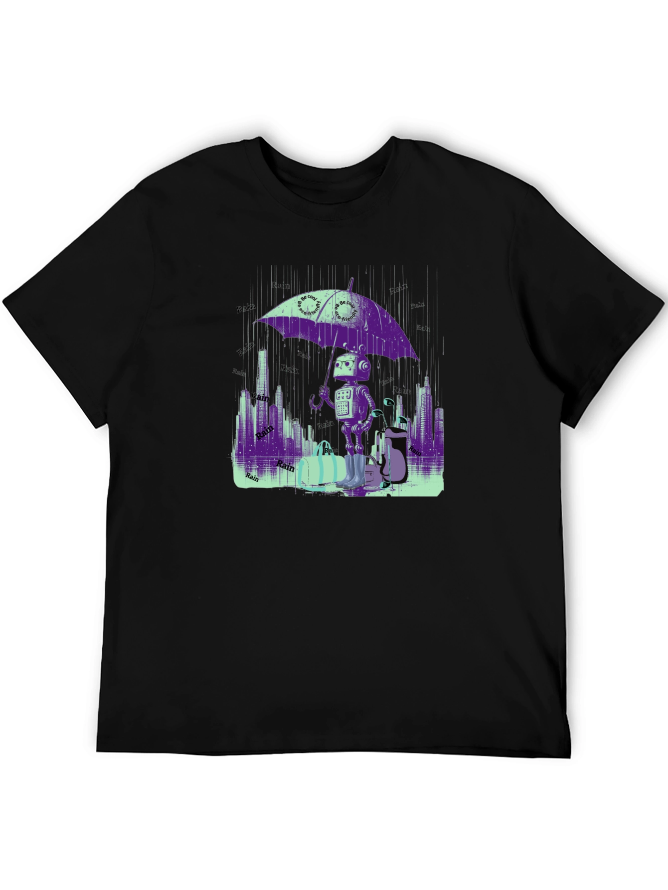 Robot in the Rain T-Shirt - Sci-Fi Chic