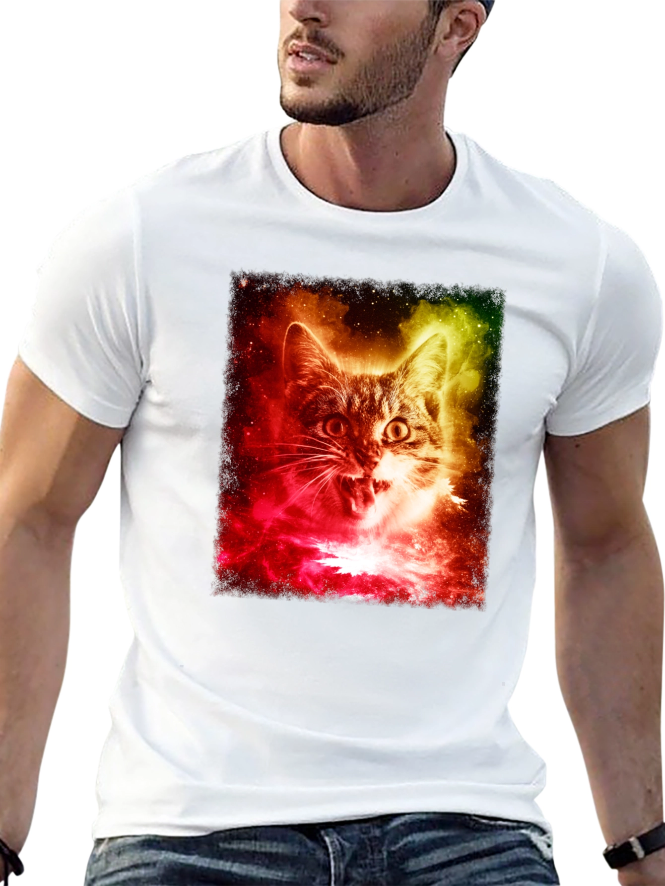 Cosmic Cat T-Shirt - Galaxy Feline Tee