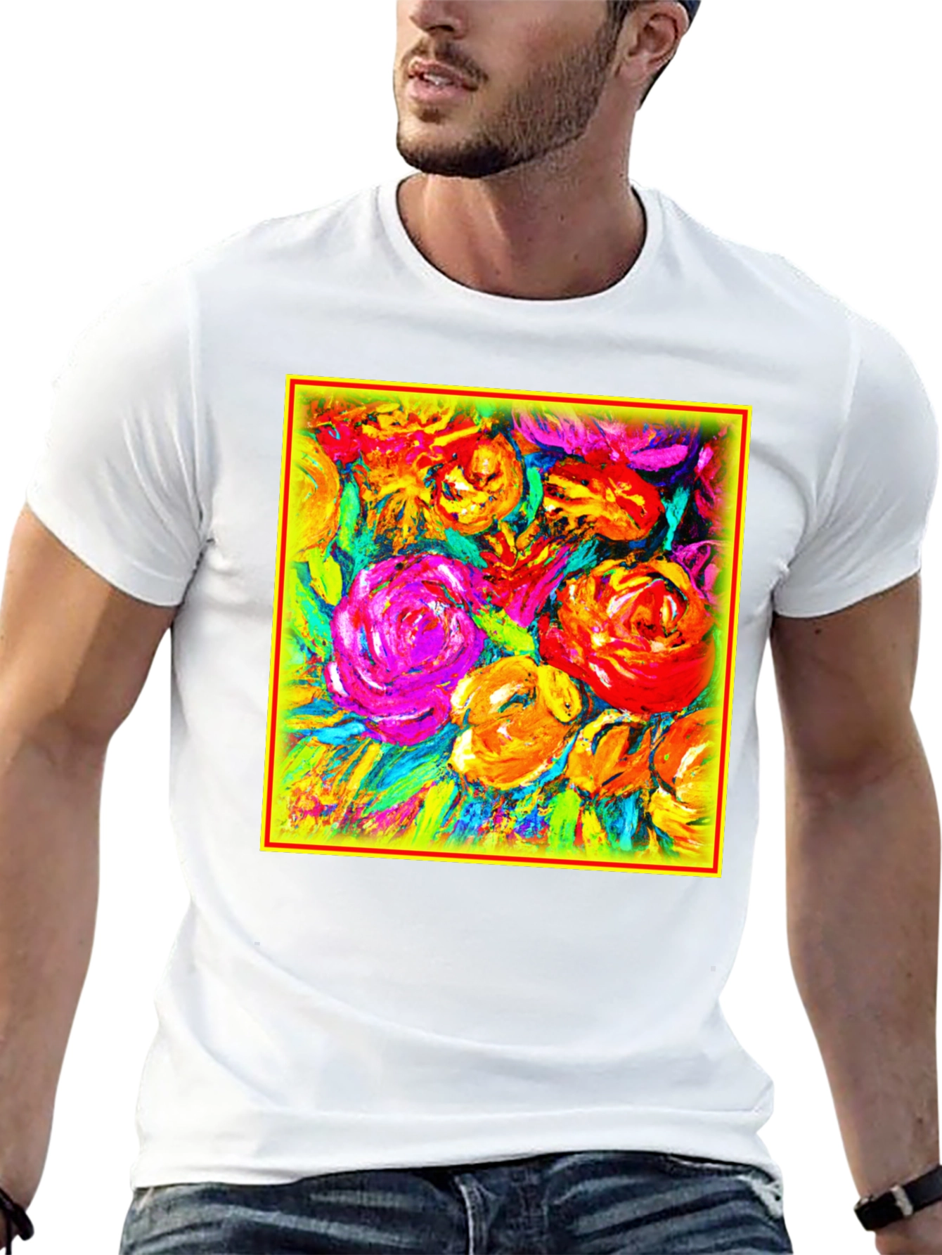 Floral Burst Graphic Tee - Vibrant Art Design