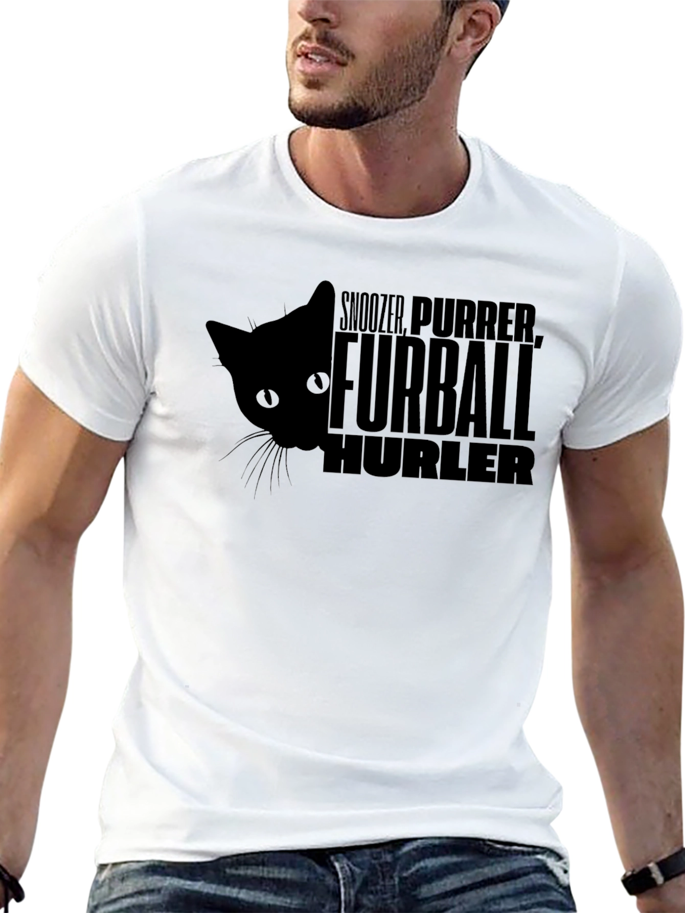Furball Hurler Cat T-Shirt - Black