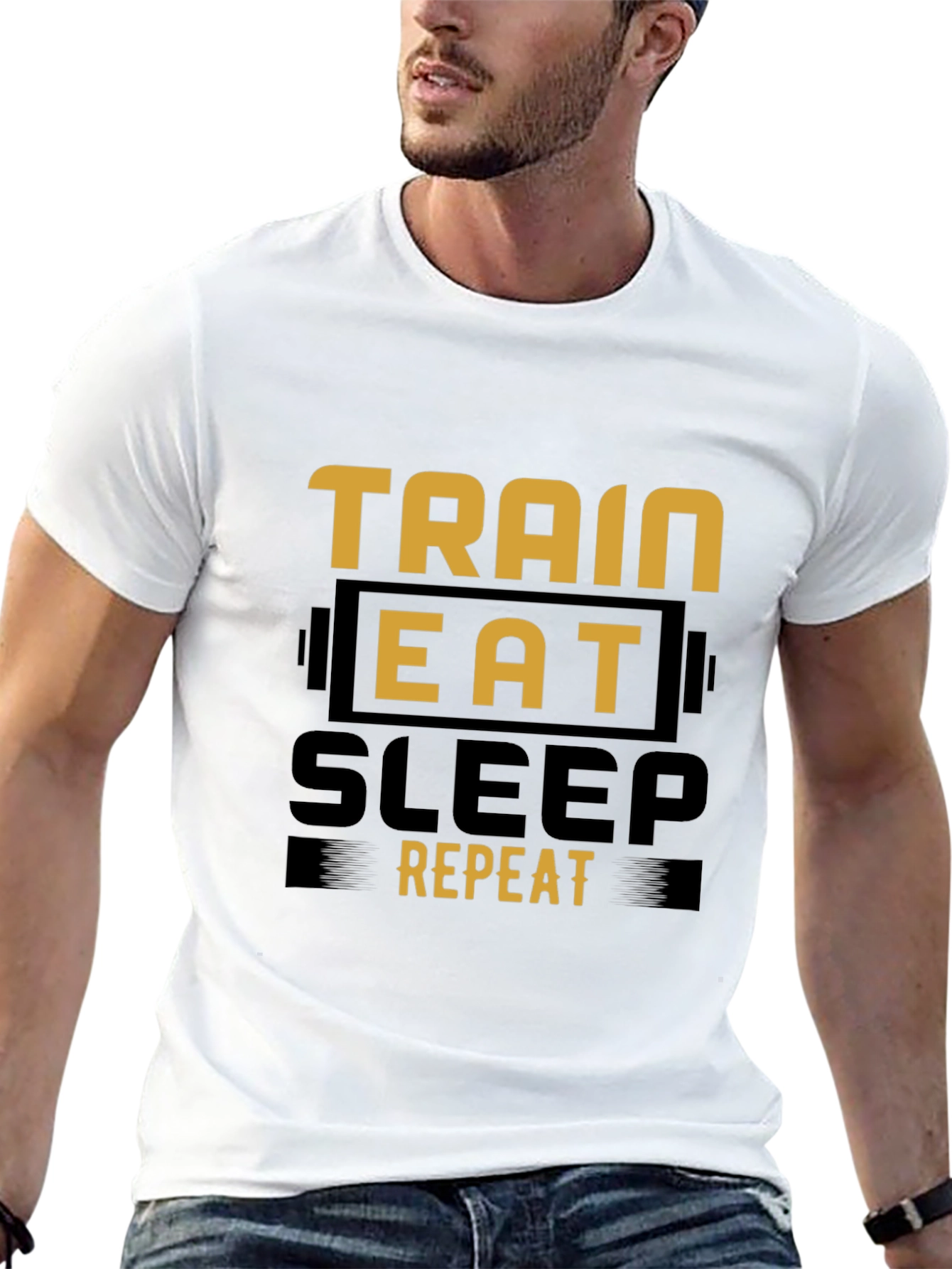 Train Eat Sleep Repeat Black Graphic Tee