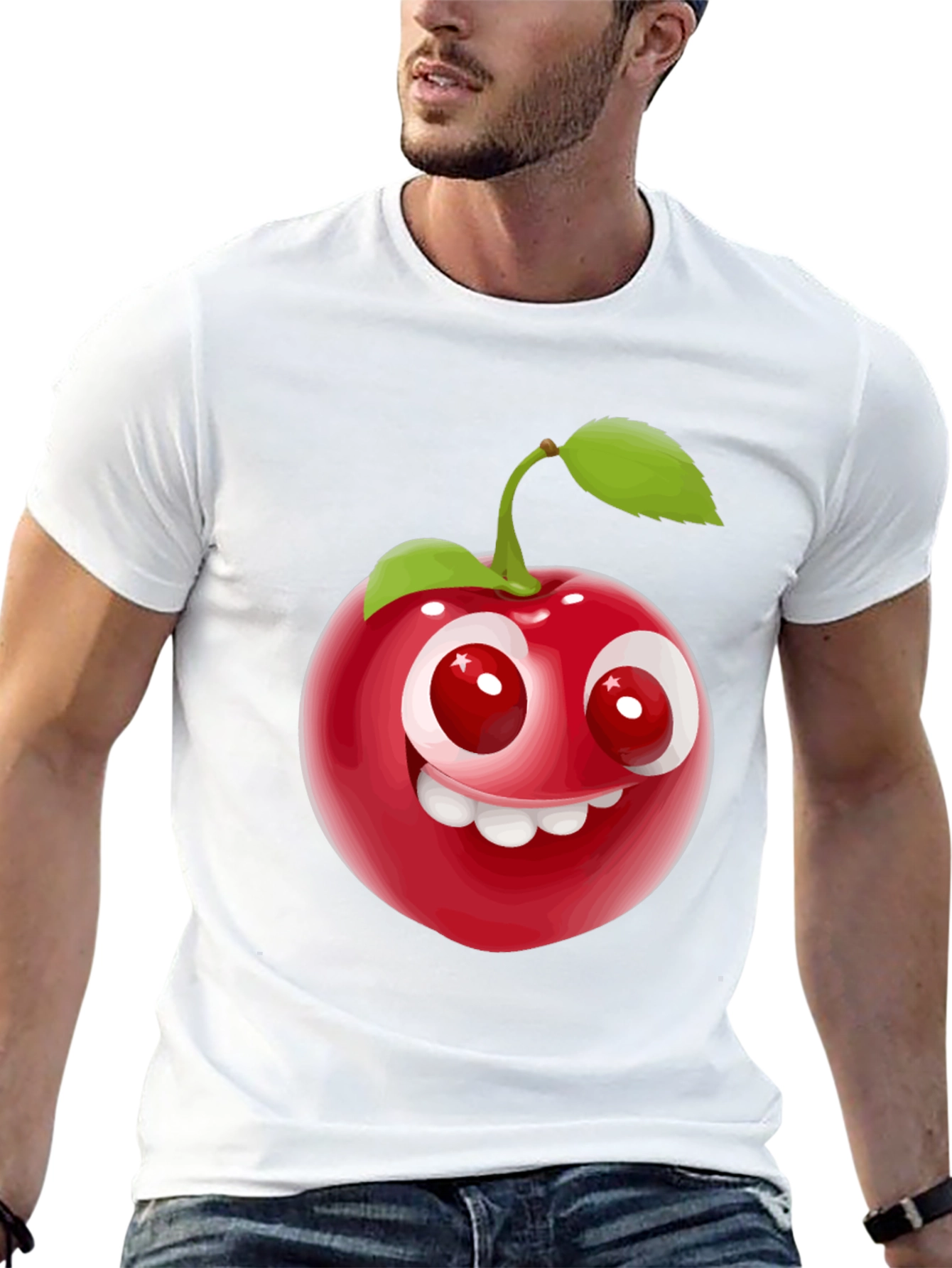 Cherry Face Graphic T-Shirt - Fun and Playful Style