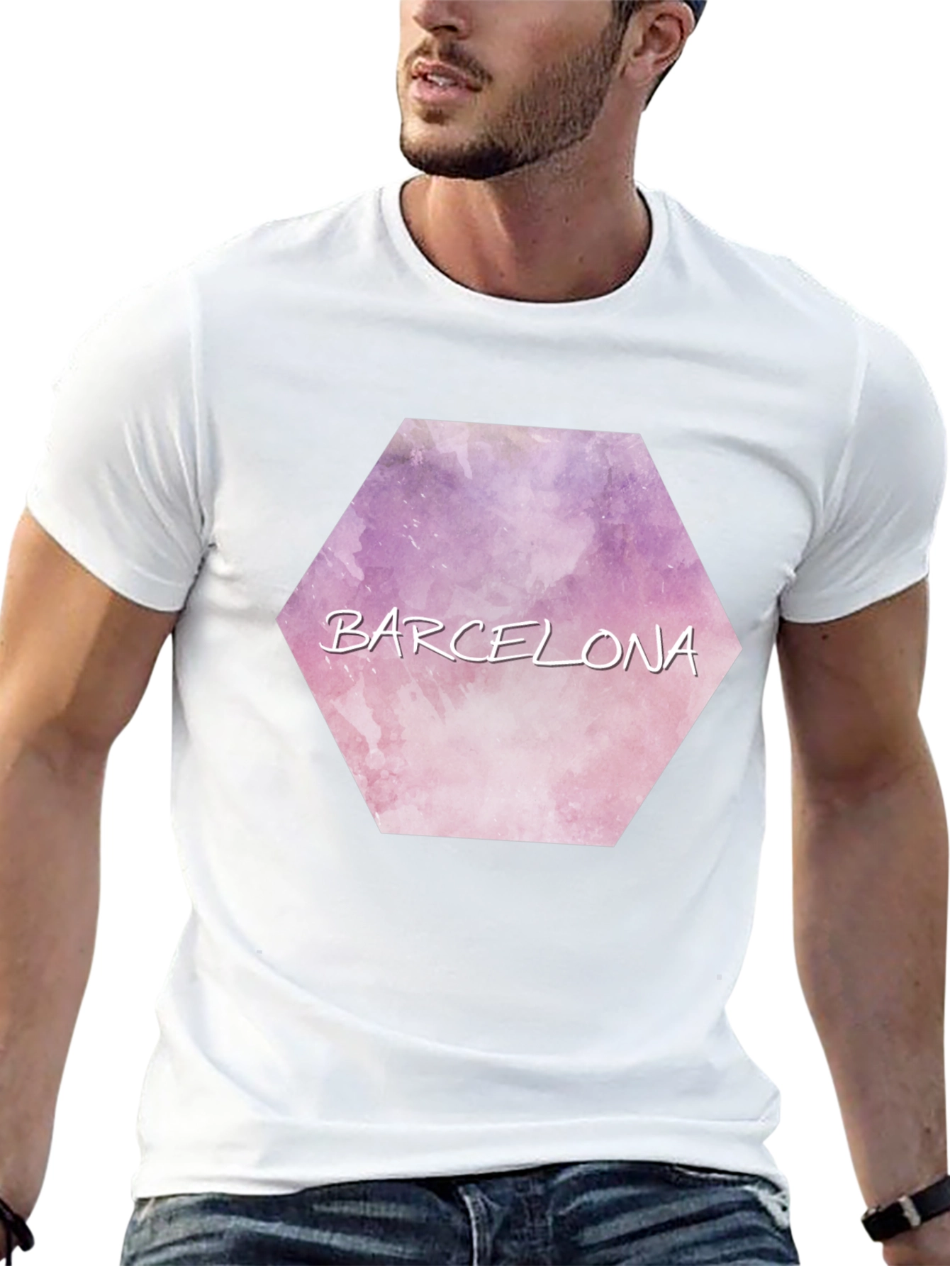Barcelona Watercolor Hexagon T-Shirt