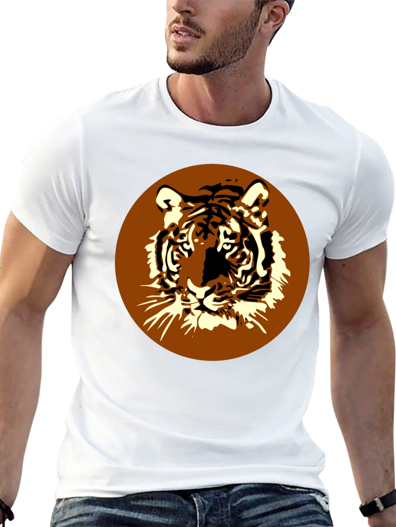 Tiger Graphic Print Mens Black T-Shirt