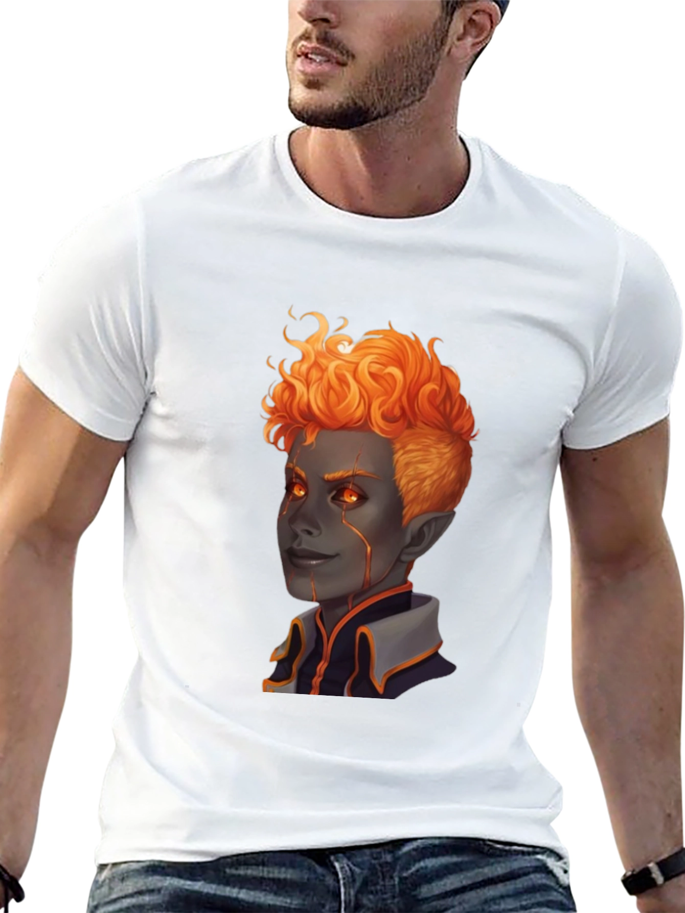 Fiery Character Graphic Tee - Black T-Shirt
