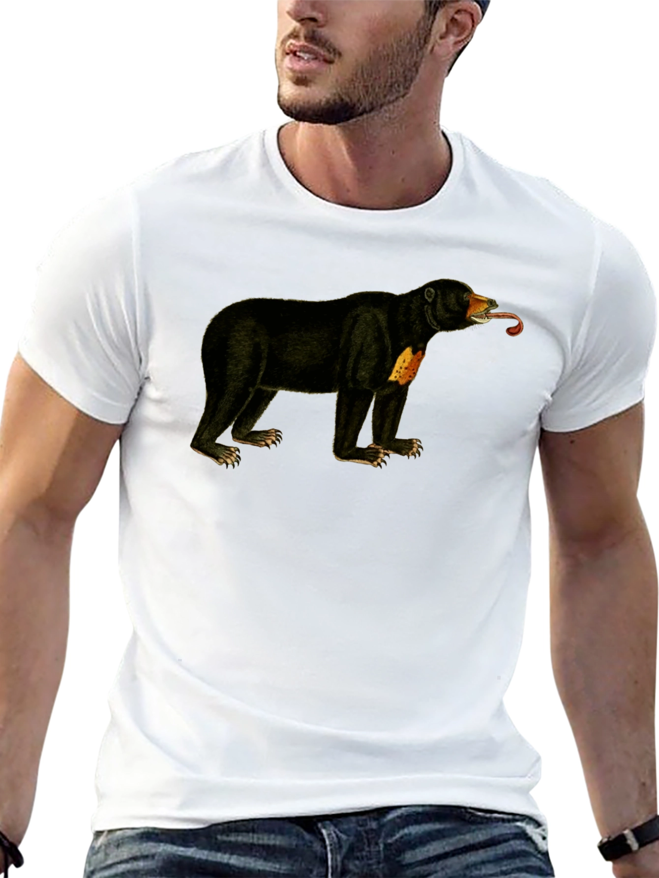 Sun Bear T-Shirt - Black Crew Neck Tee