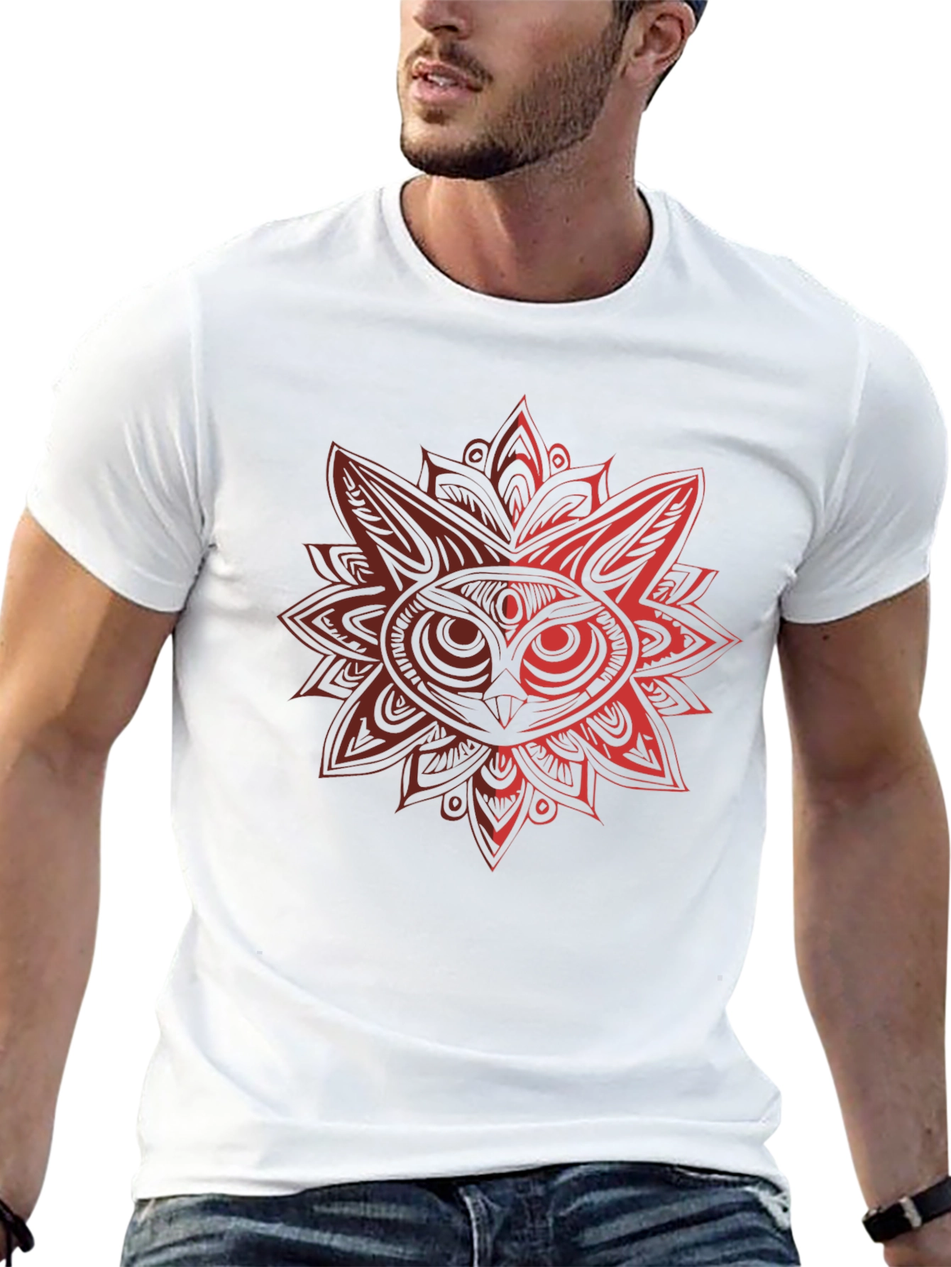 Owl Mandala Graphic Black T-Shirt