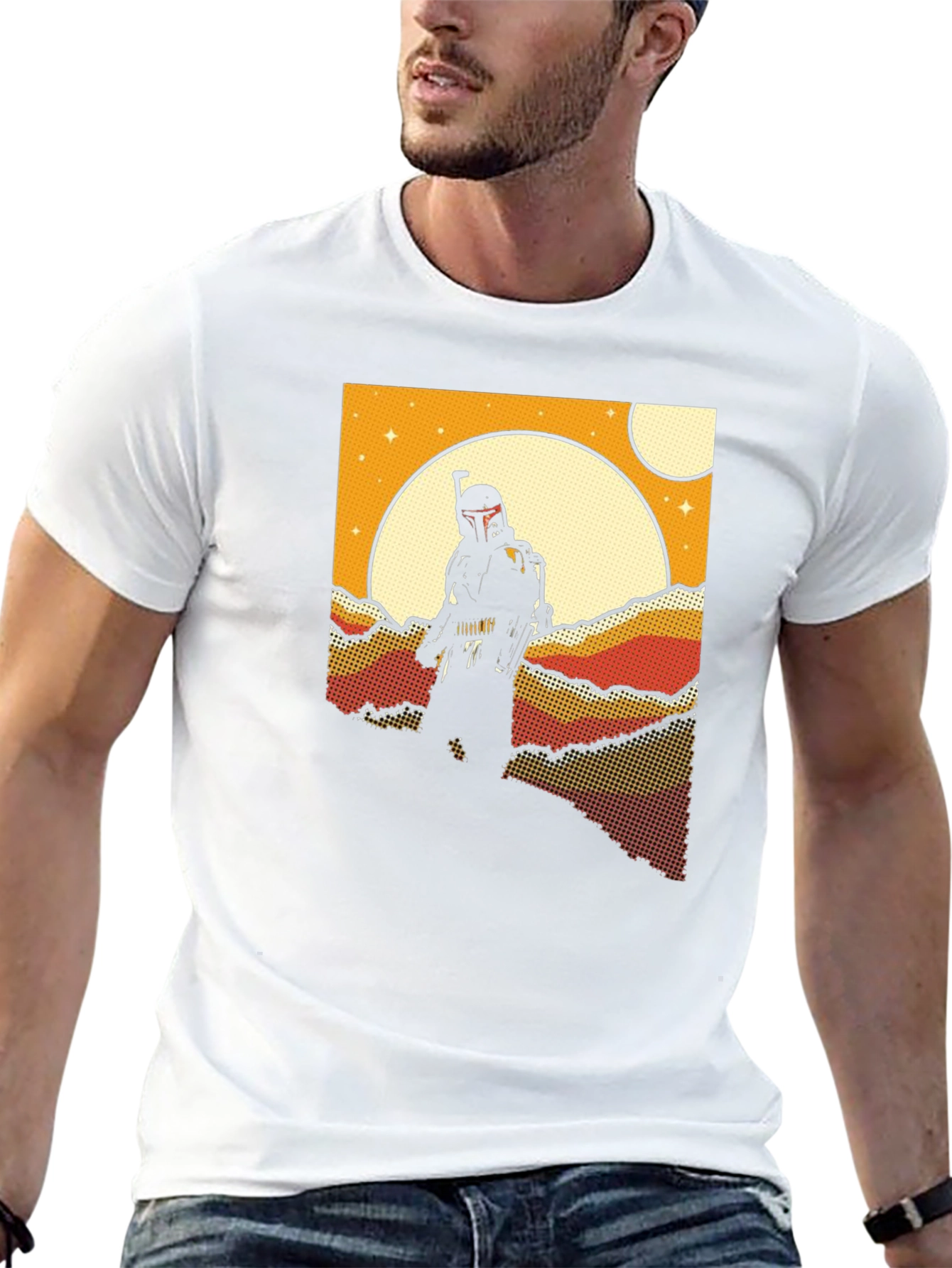 Retro Sci-Fi T-Shirt: Bounty Hunter Scene