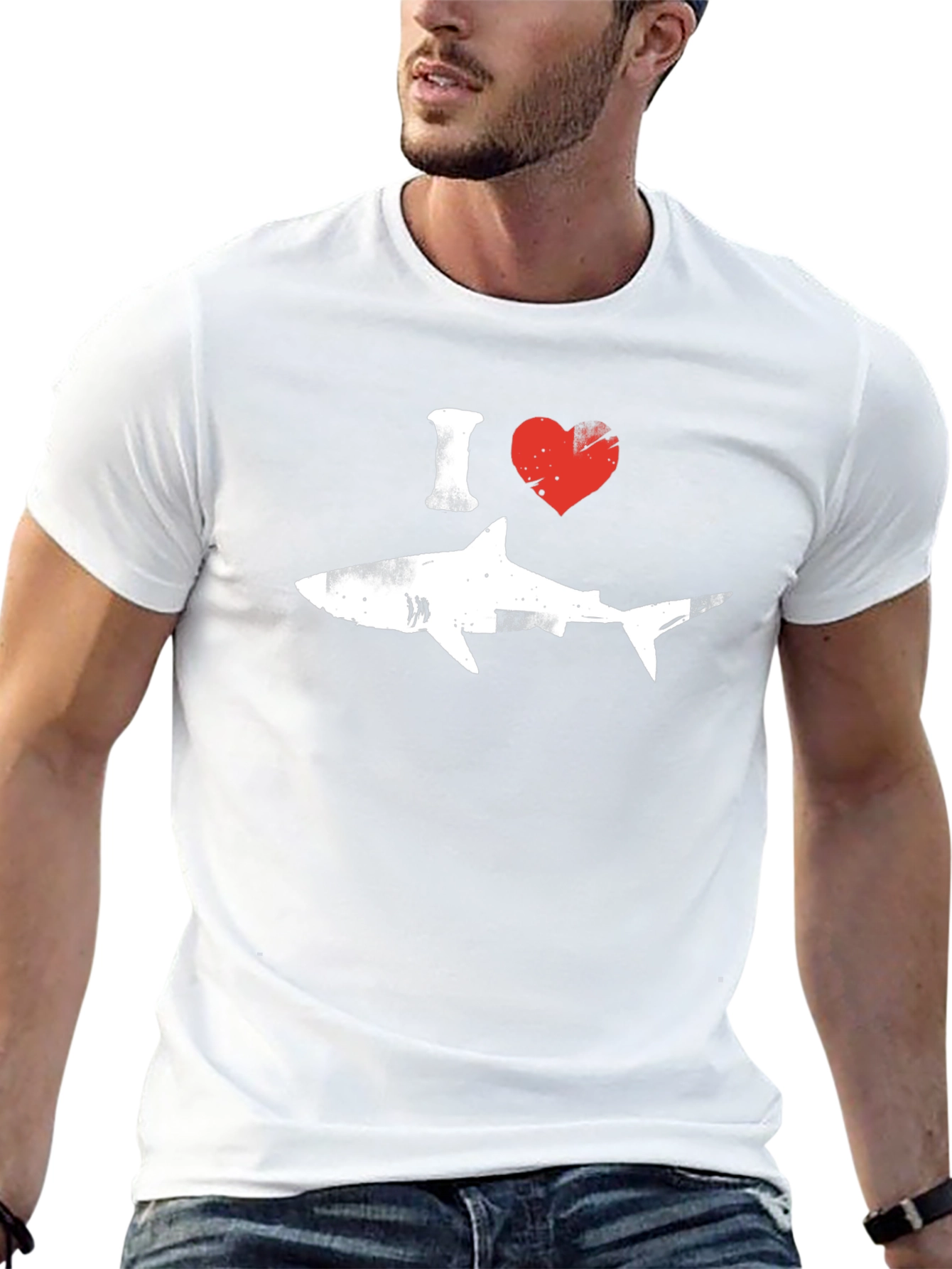 I Heart Sharks Graphic T-Shirt - Black Cotton Tee