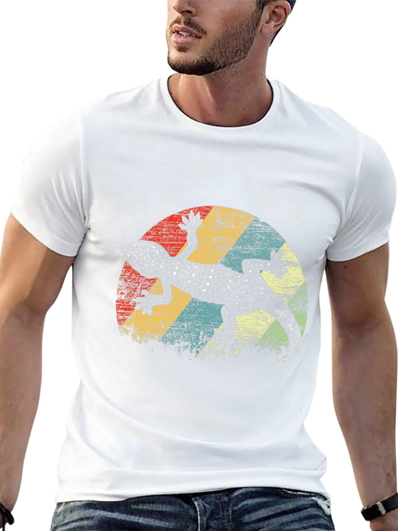 Retro Gecko Graphic Tee - Mens Black T-Shirt