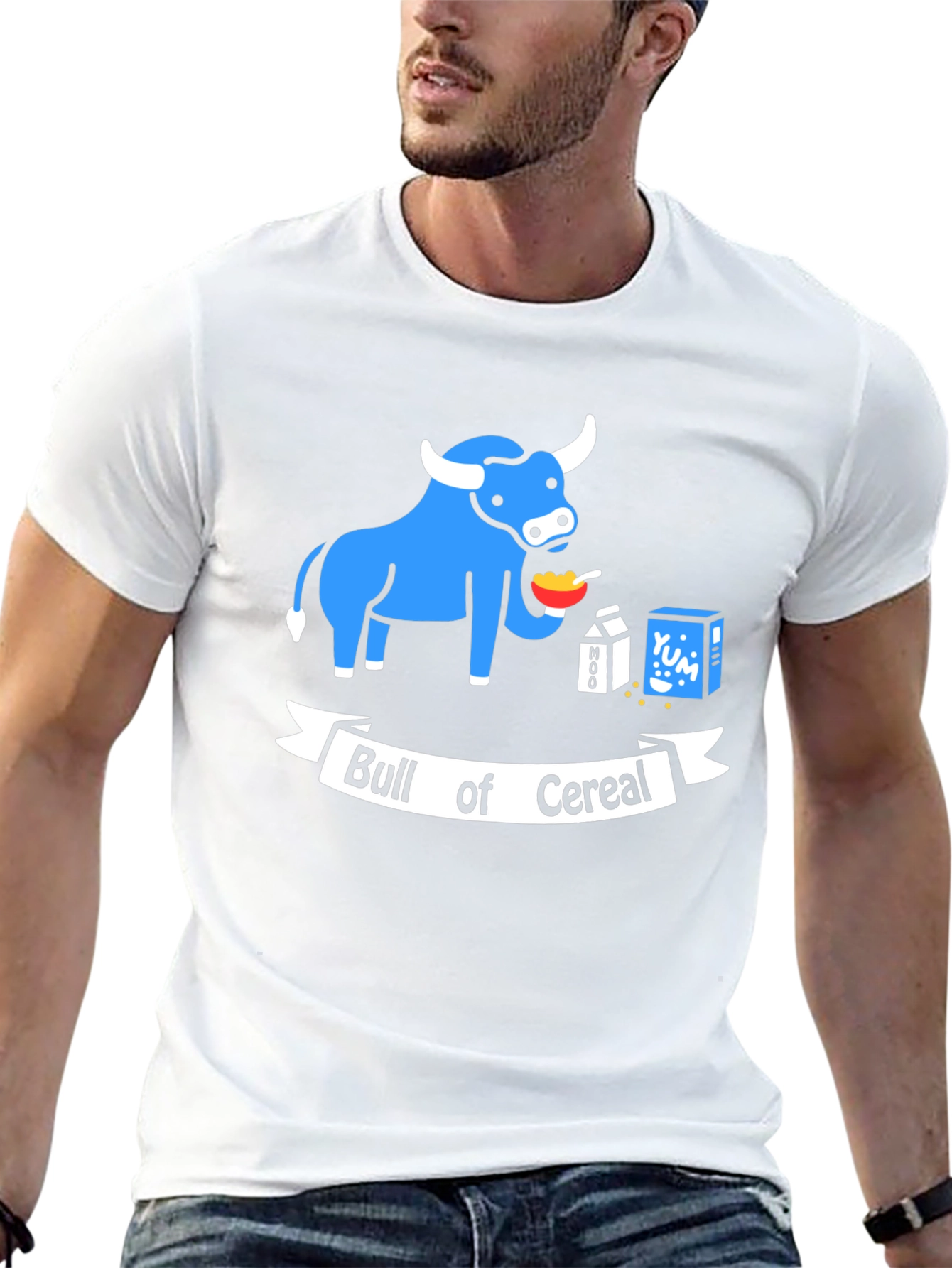 Bull of Cereal T-Shirt: Funny Cartoon Graphic Tee