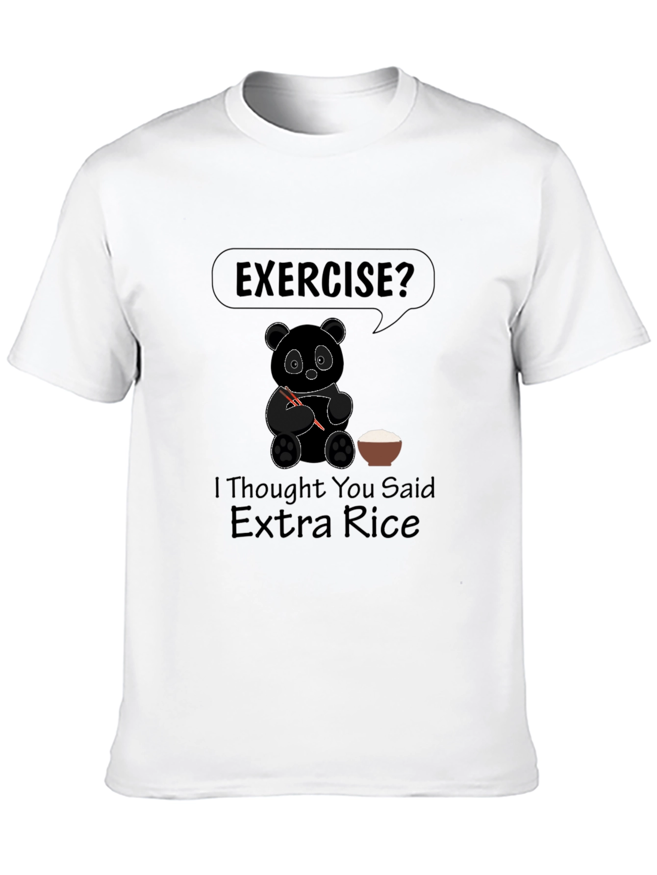 Funny Panda Exercise? Extra Rice Black Graphic T-Shirt