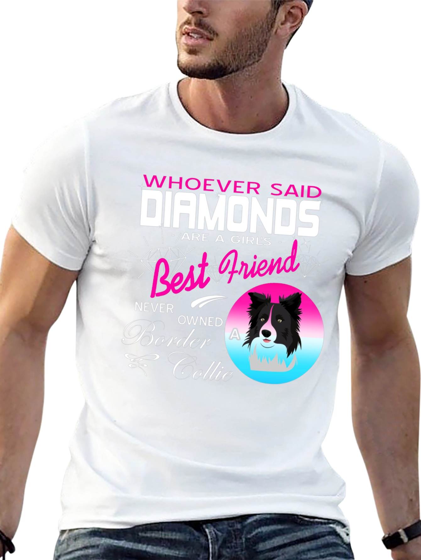Diamonds Best Friend Border Collie T-Shirt