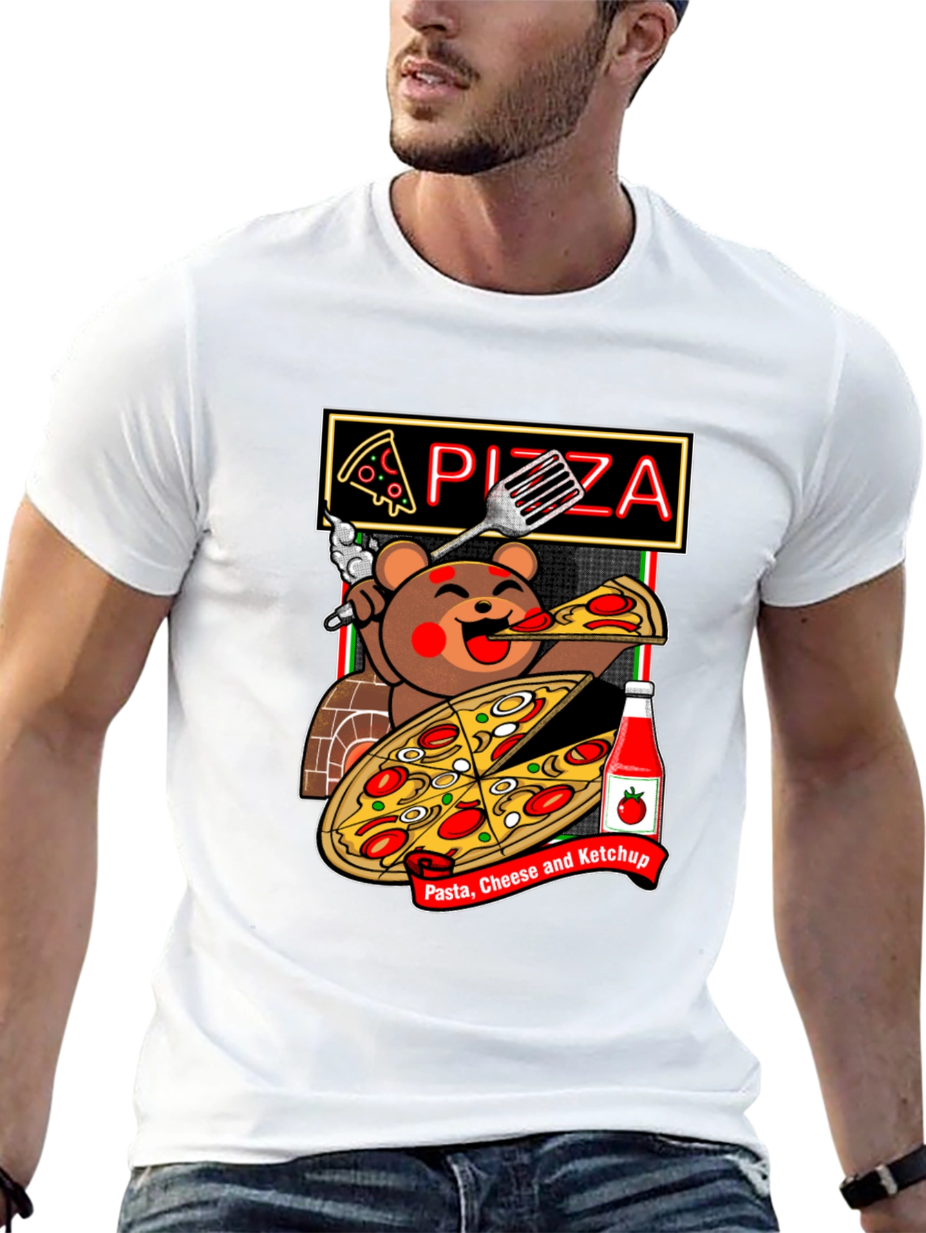 Pizza Bear Graphic Tee - Foodie Fashion