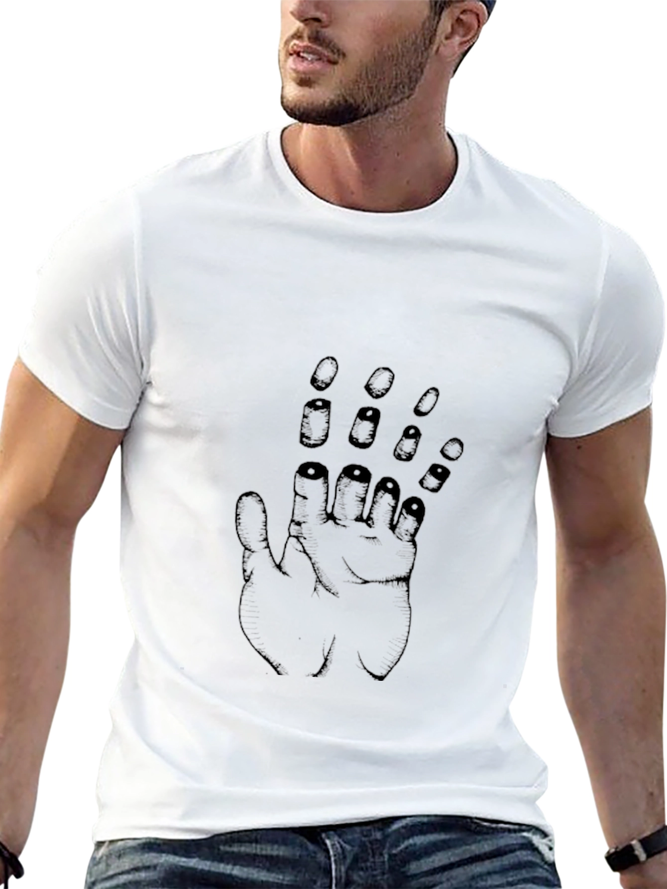 Abstract Hand Graphic Tee - Black Cotton