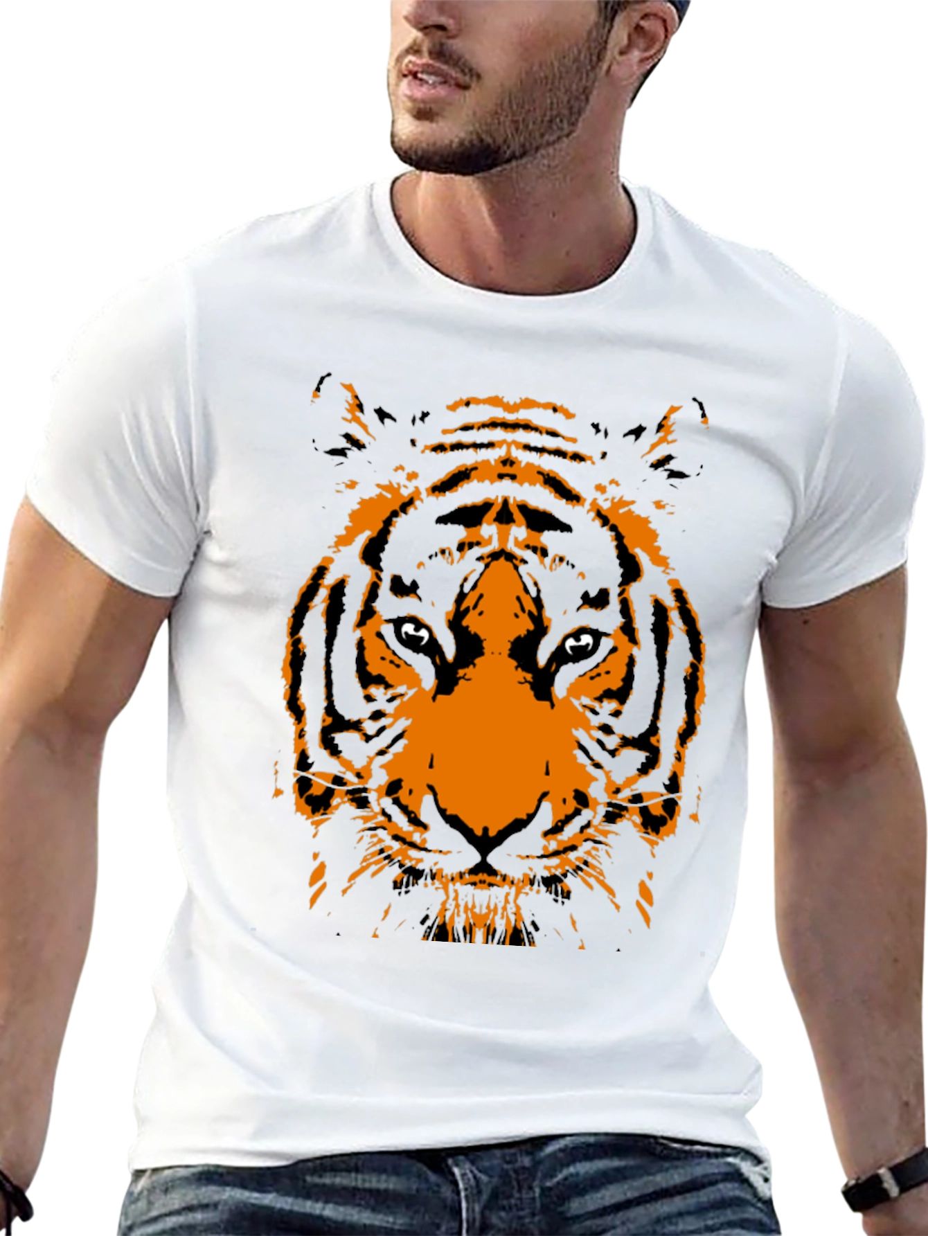 Black T-Shirt with Tiger Graphic