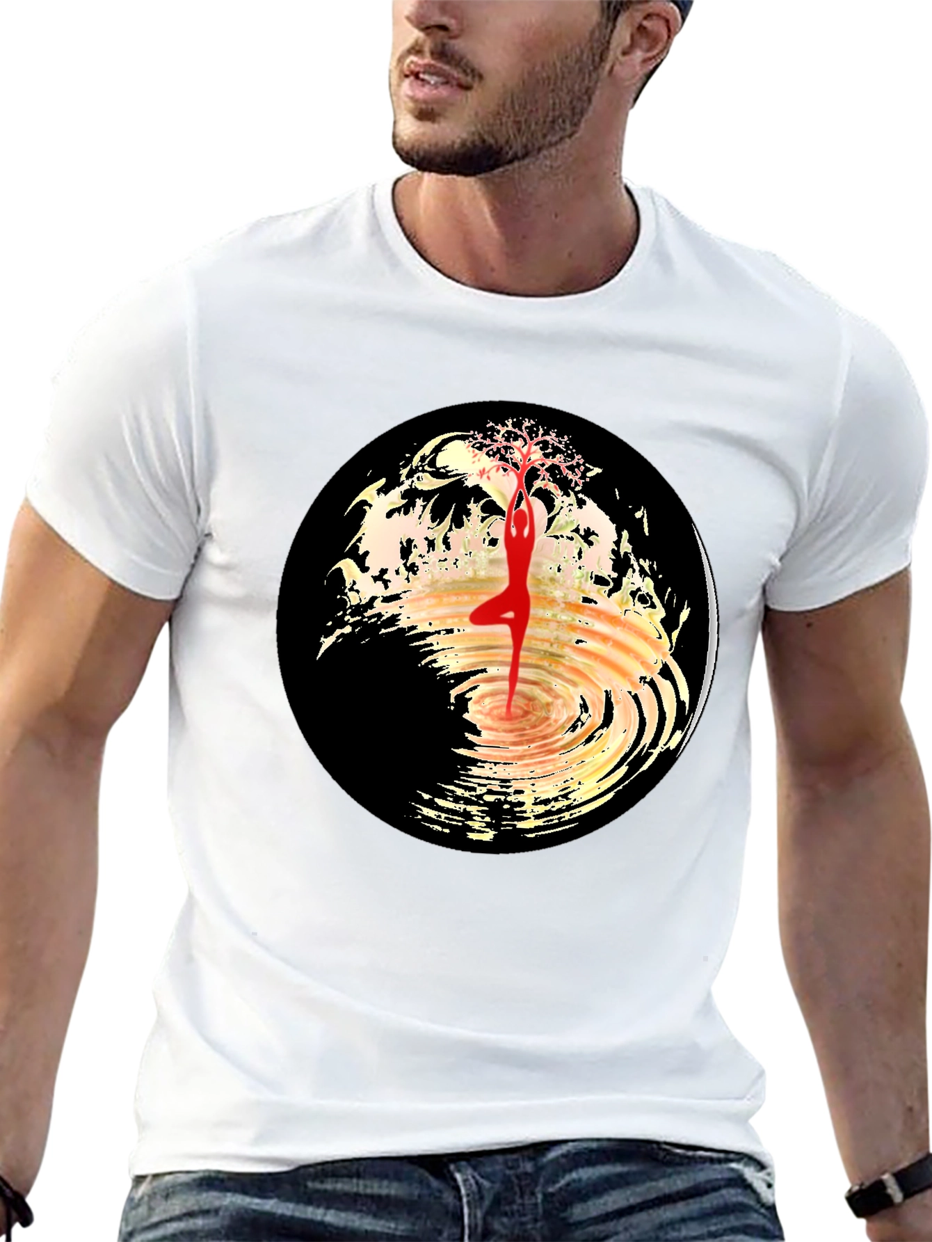 Yoga Tree Pose Graphic Tee - Black